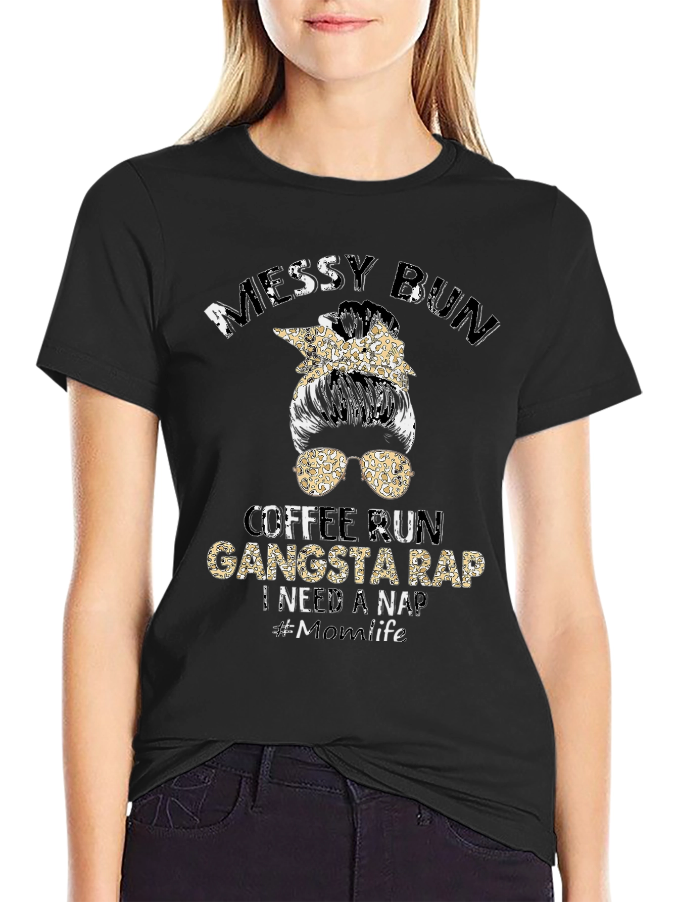 Messy Bun Gangsta Rap T-Shirt