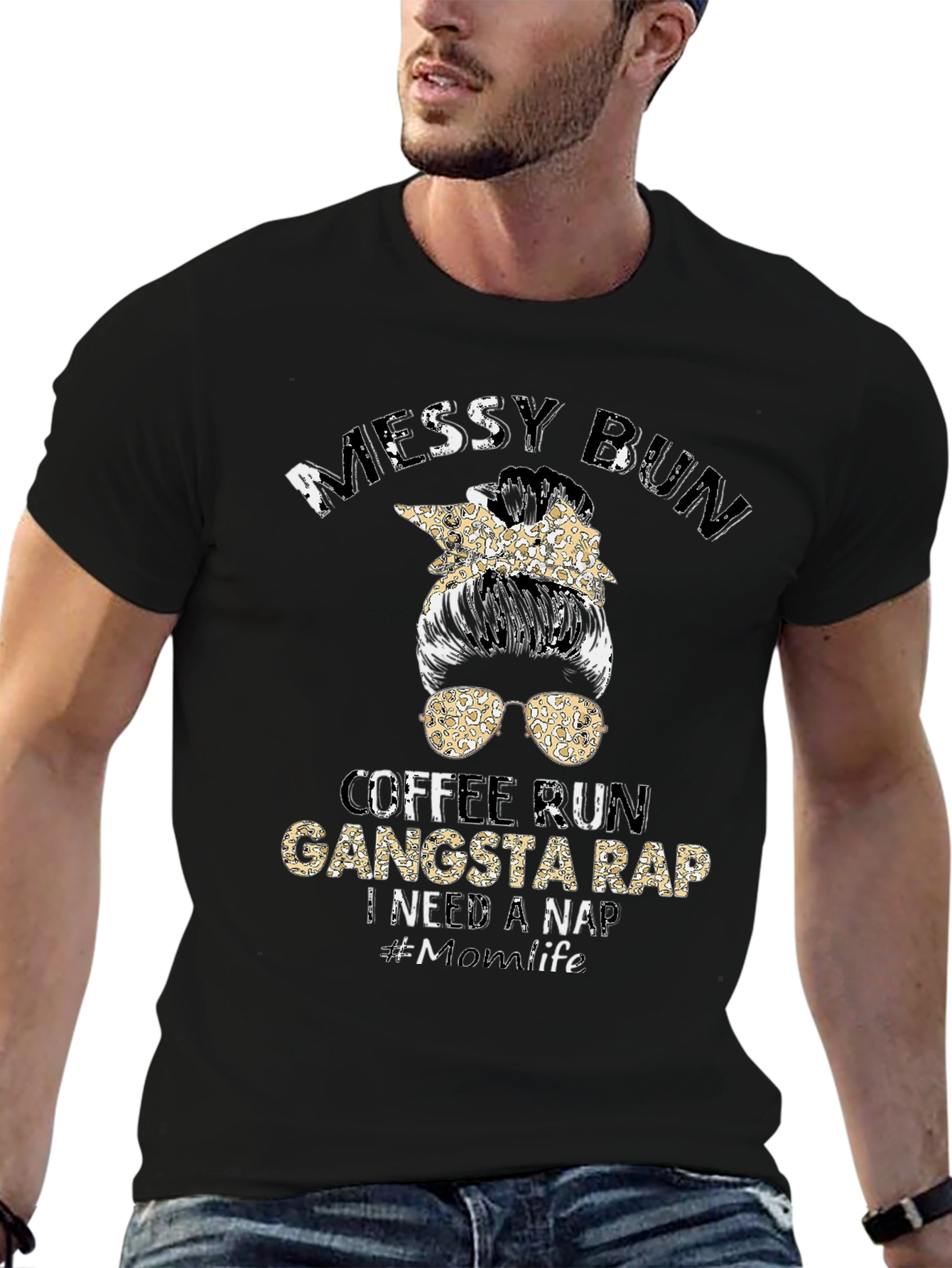 Messy Bun Gangsta Rap T-Shirt