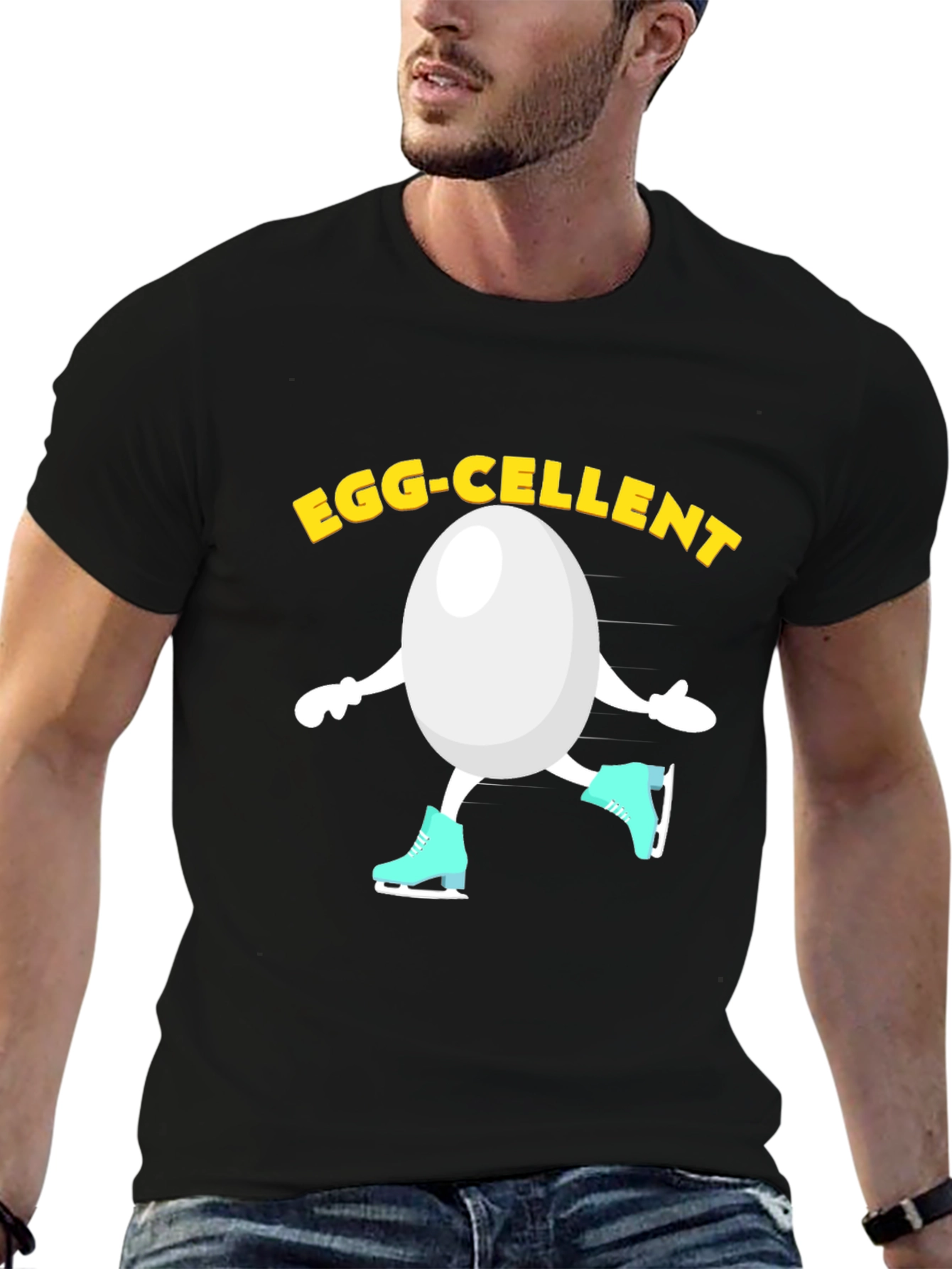 Egg-cellent Skater T-Shirt - Funny Egg Cartoon Tee