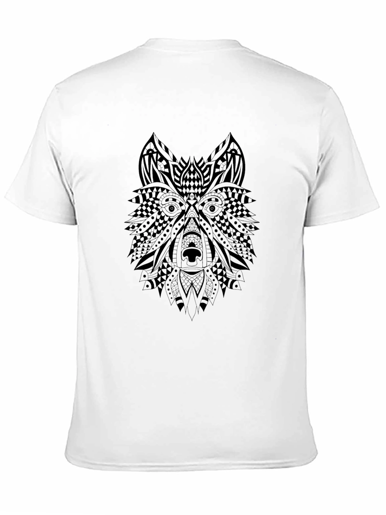 Tribal Wolf Graphic Black T-Shirt