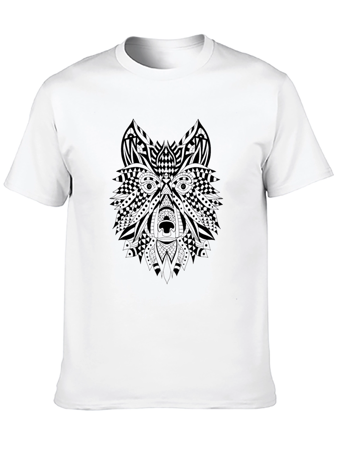 Tribal Wolf Graphic Black T-Shirt