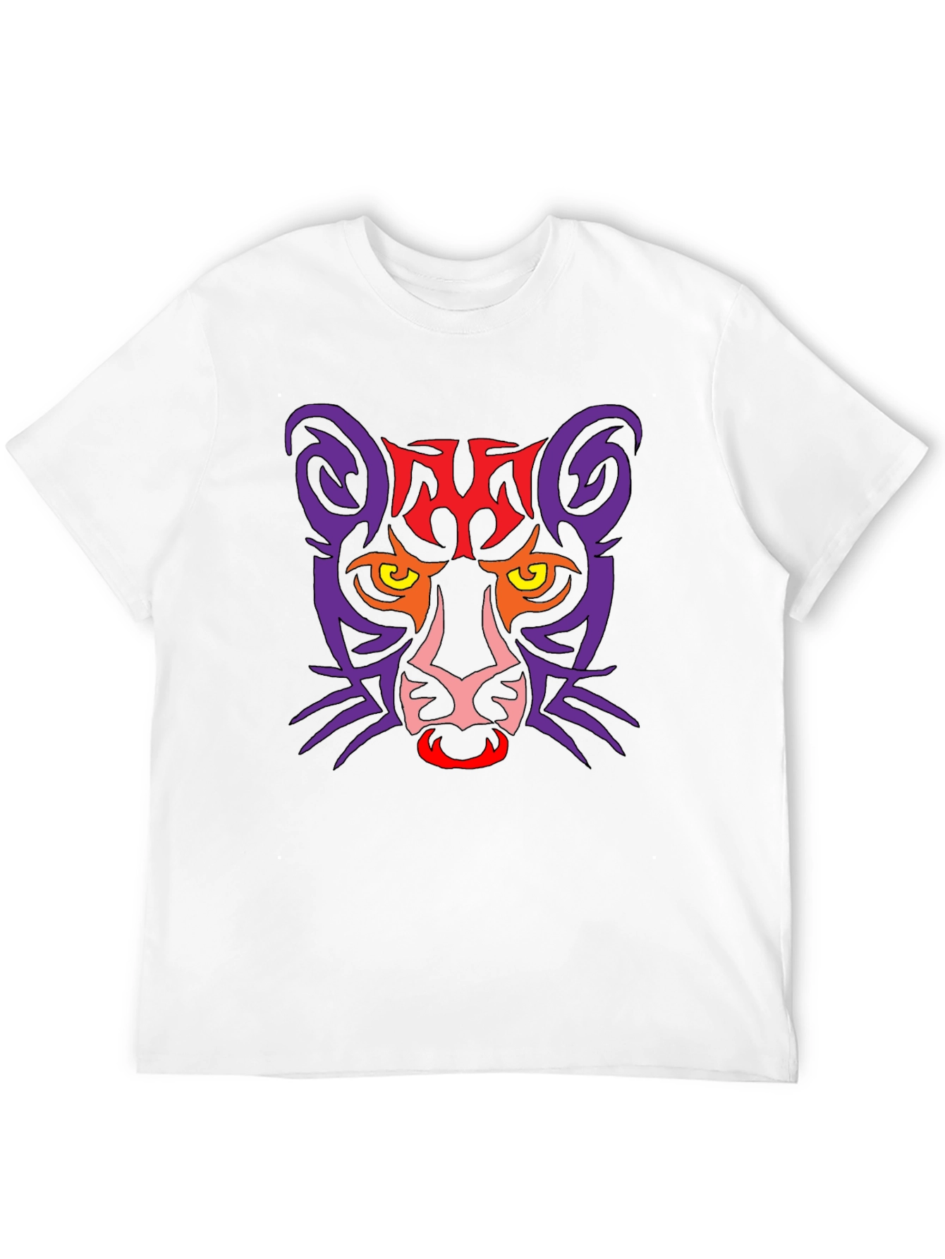 Tribal Cat Graphic Black T-Shirt