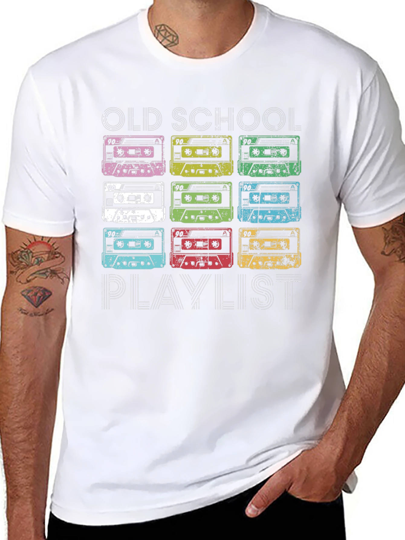 Old School Playlist Cassette Tape Graphic T-Shirt