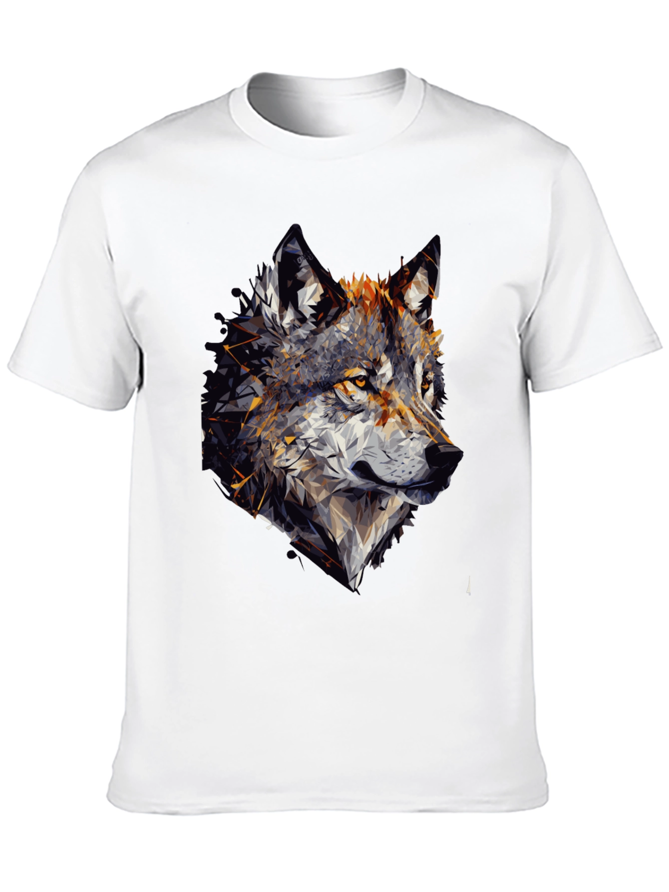 Geometric Wolf Graphic Black Tee Shirt for Men
