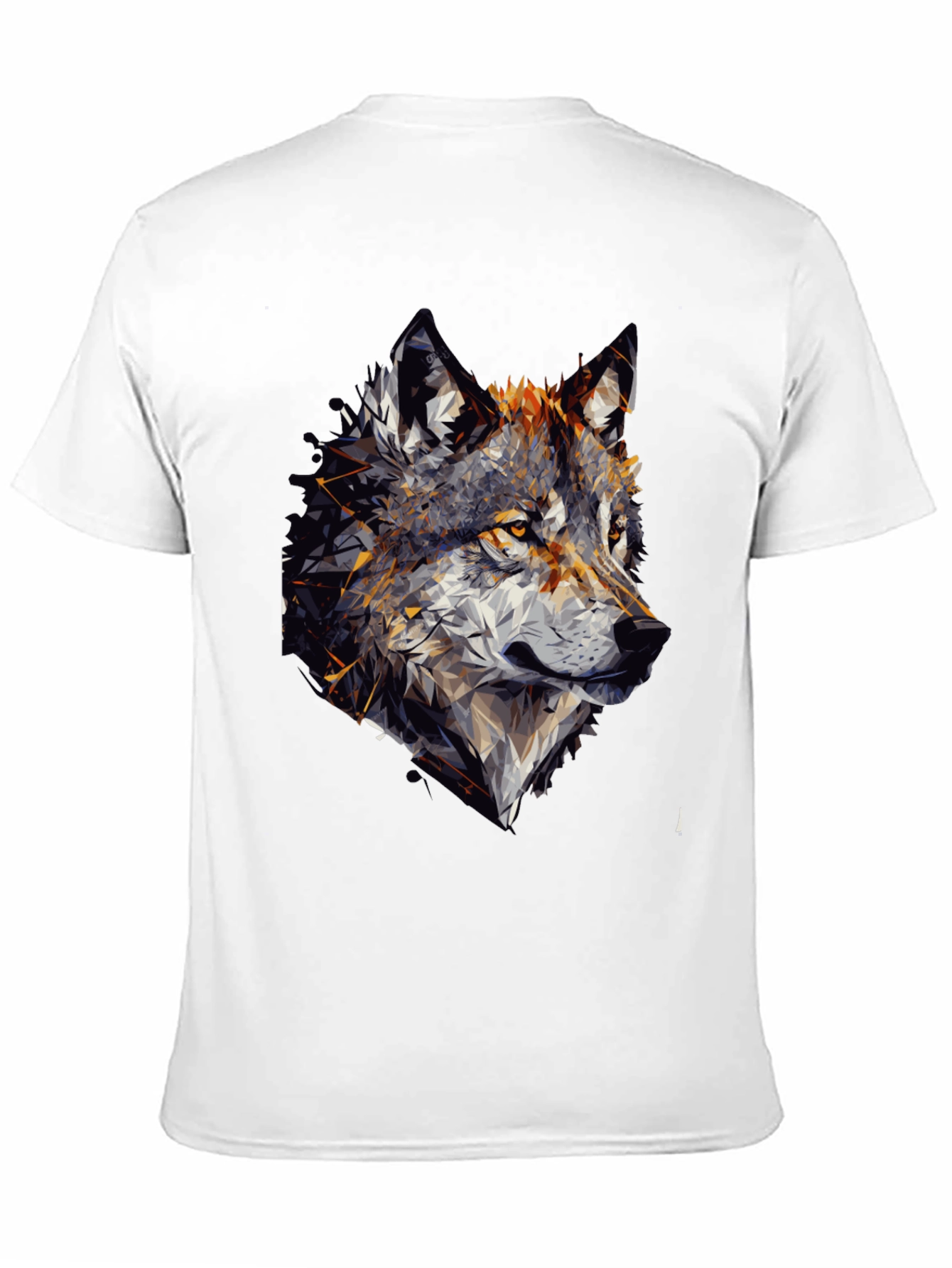 Geometric Wolf Graphic Black Tee Shirt for Men