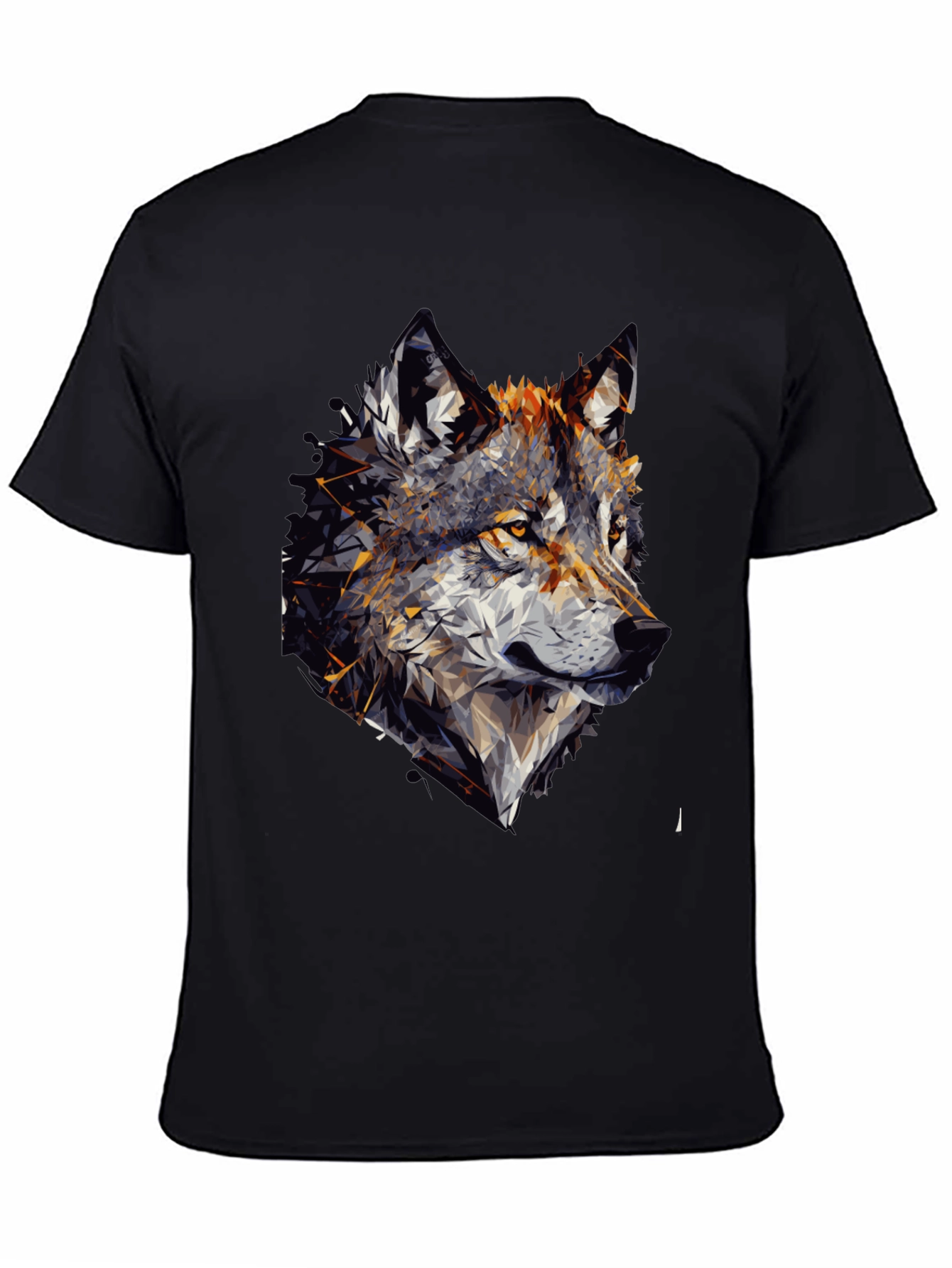 Geometric Wolf Graphic Black Tee Shirt for Men