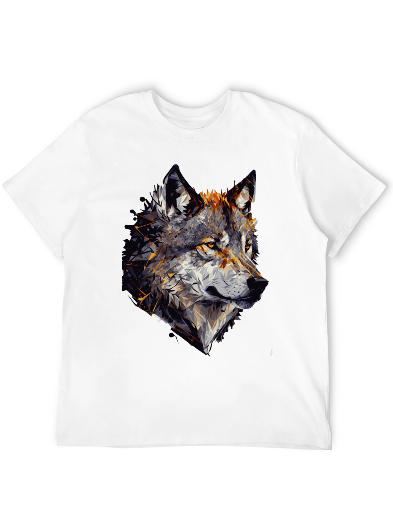 Geometric Wolf Graphic Black Tee Shirt for Men