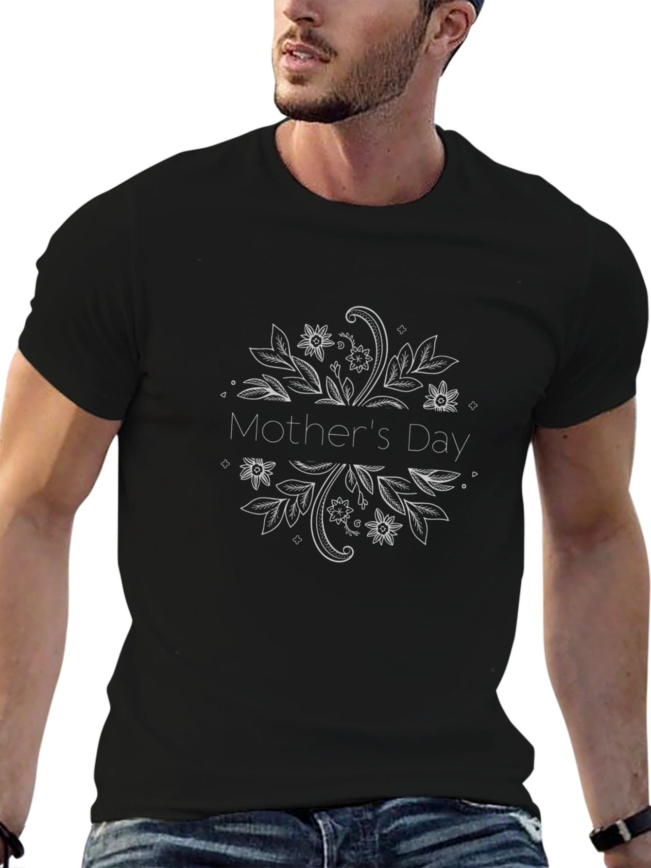 Mothers Day Floral T-Shirt - Black