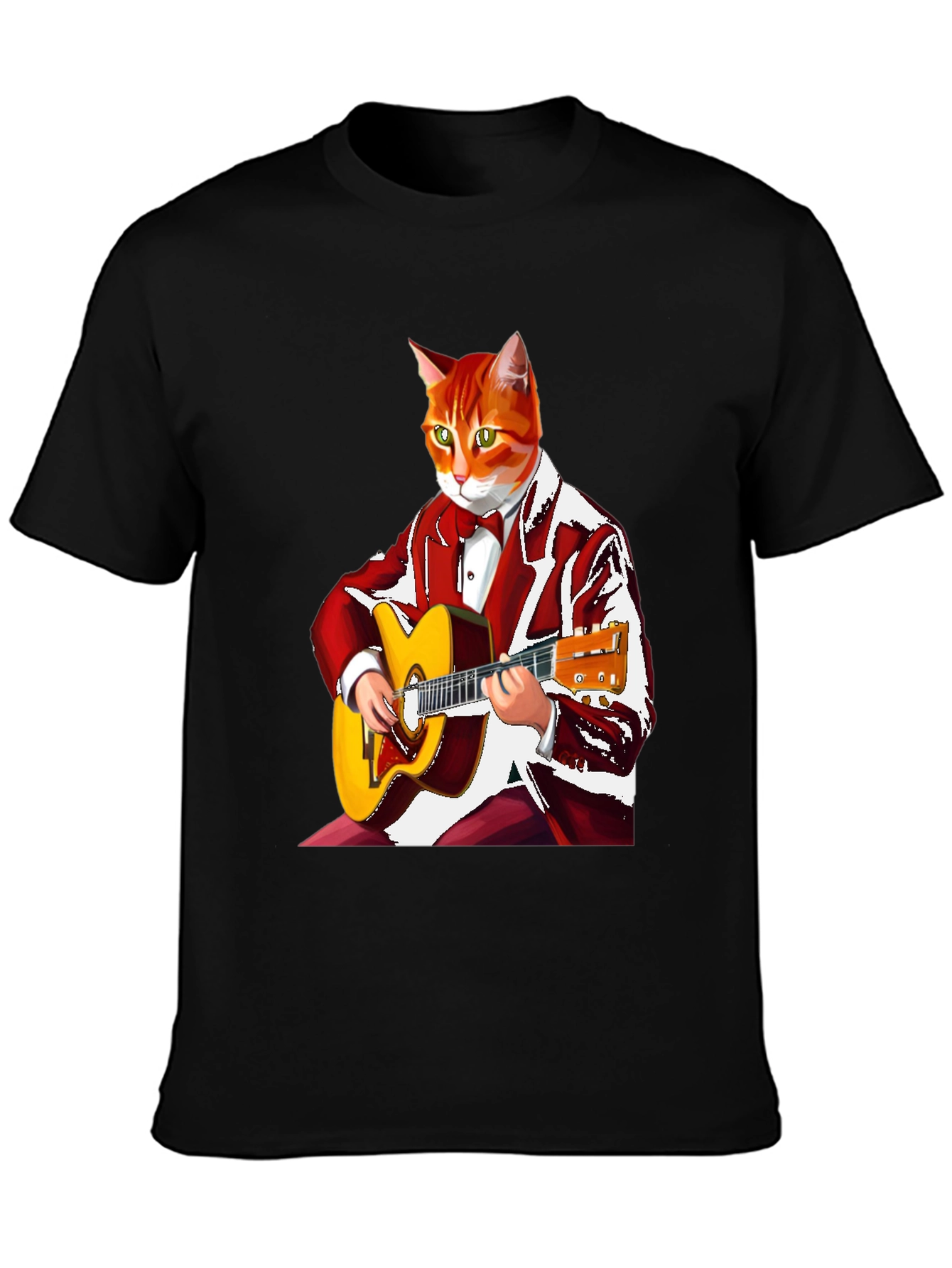 Cool Cat Guitarist Graphic T-Shirt