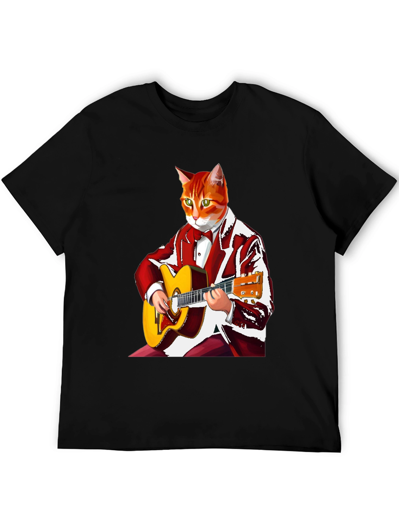 Cool Cat Guitarist Graphic T-Shirt