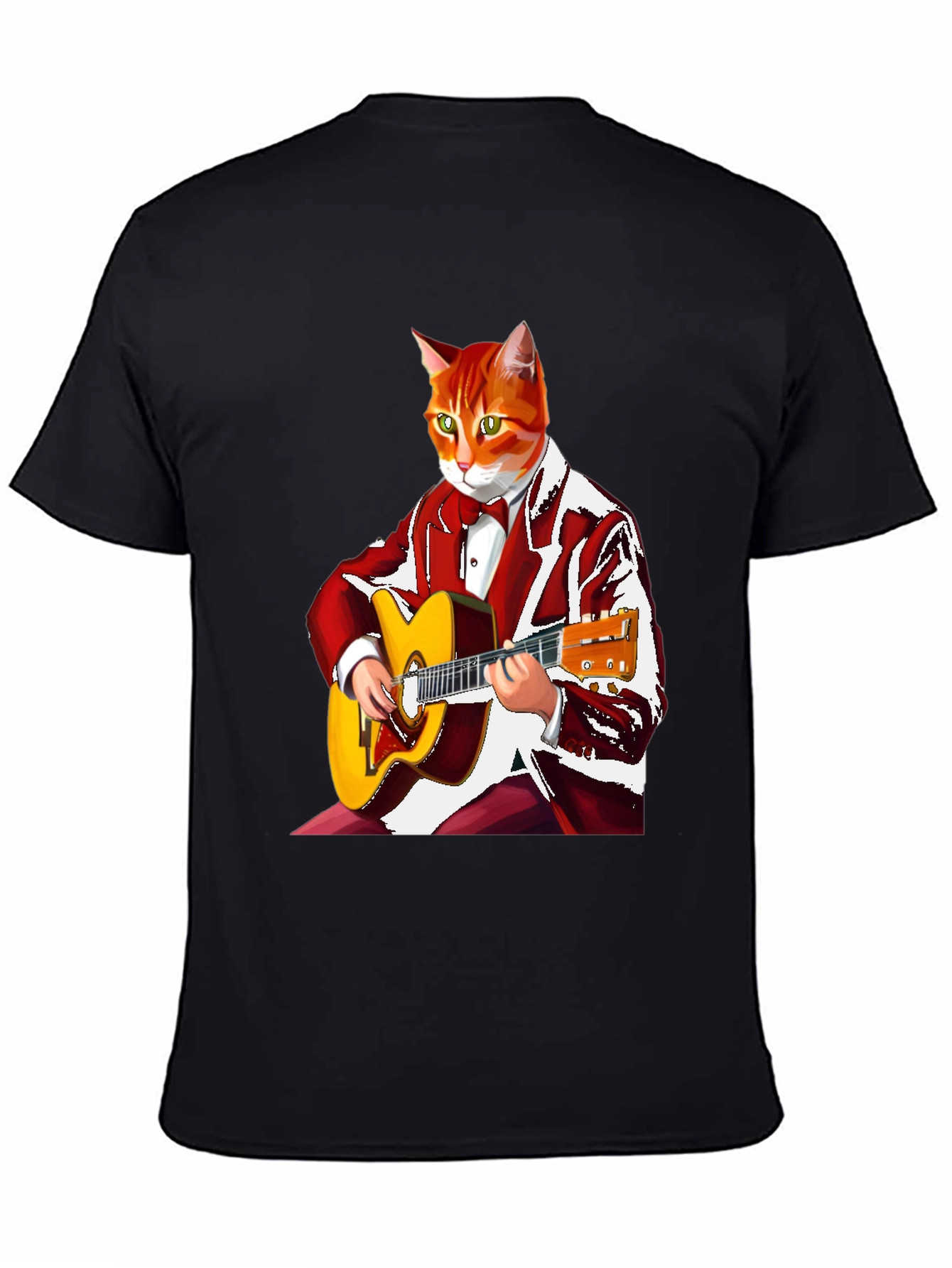 Cool Cat Guitarist Graphic T-Shirt
