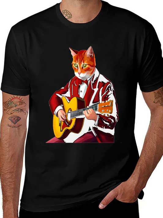 Cool Cat Guitarist Graphic T-Shirt