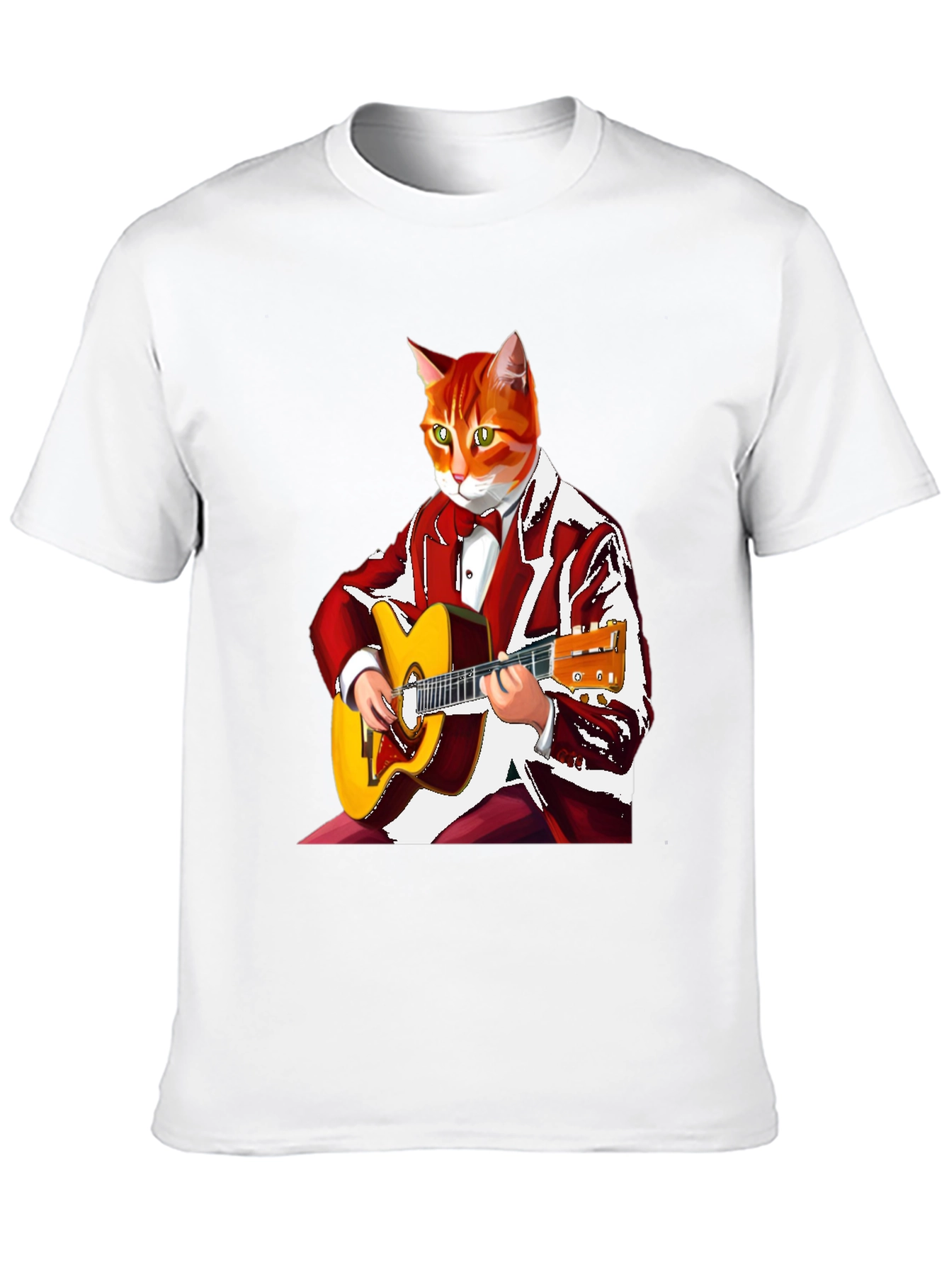Cool Cat Guitarist Graphic T-Shirt