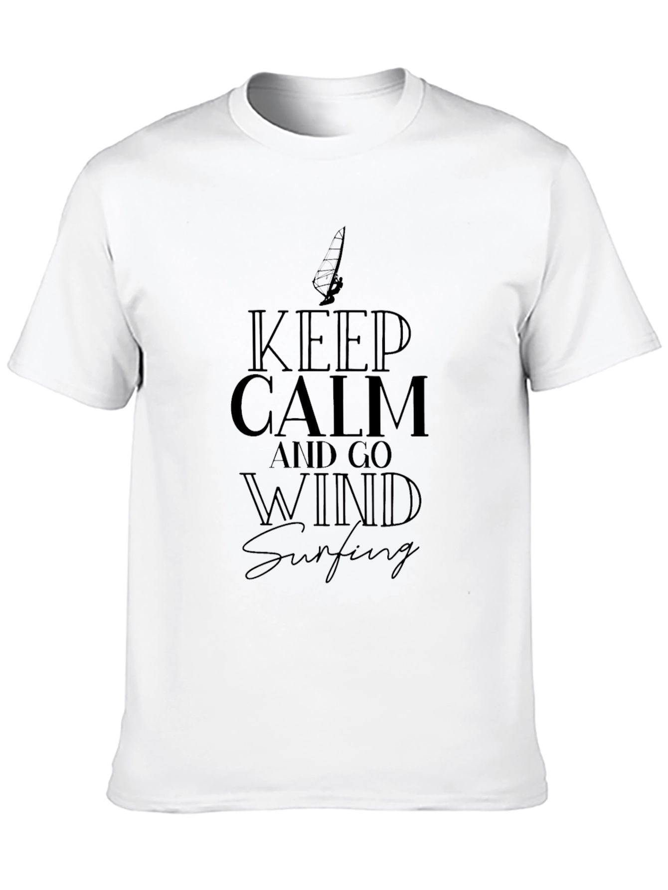 Keep Calm and Go Windsurfing Black Graphic T-Shirt