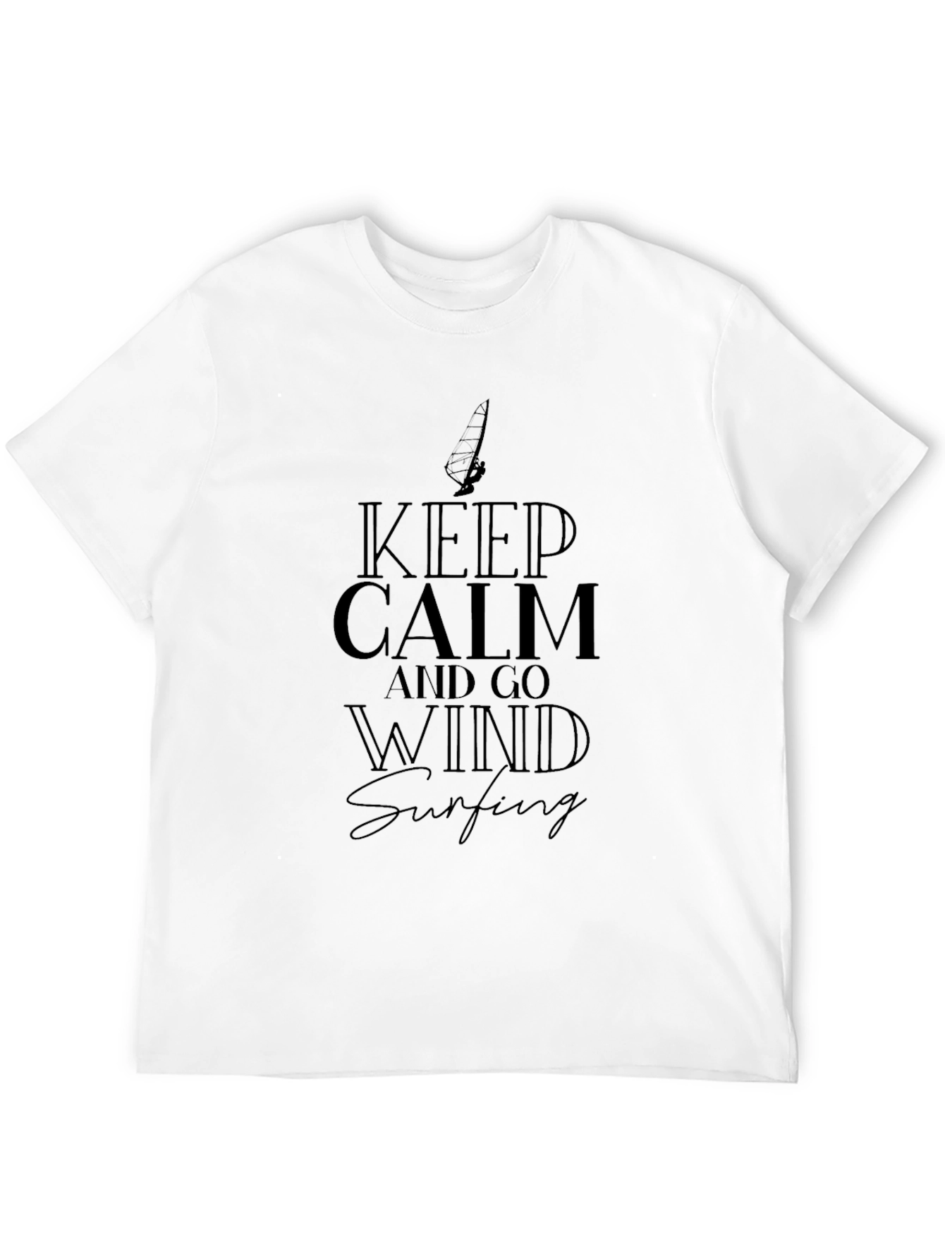 Keep Calm and Go Windsurfing Black Graphic T-Shirt