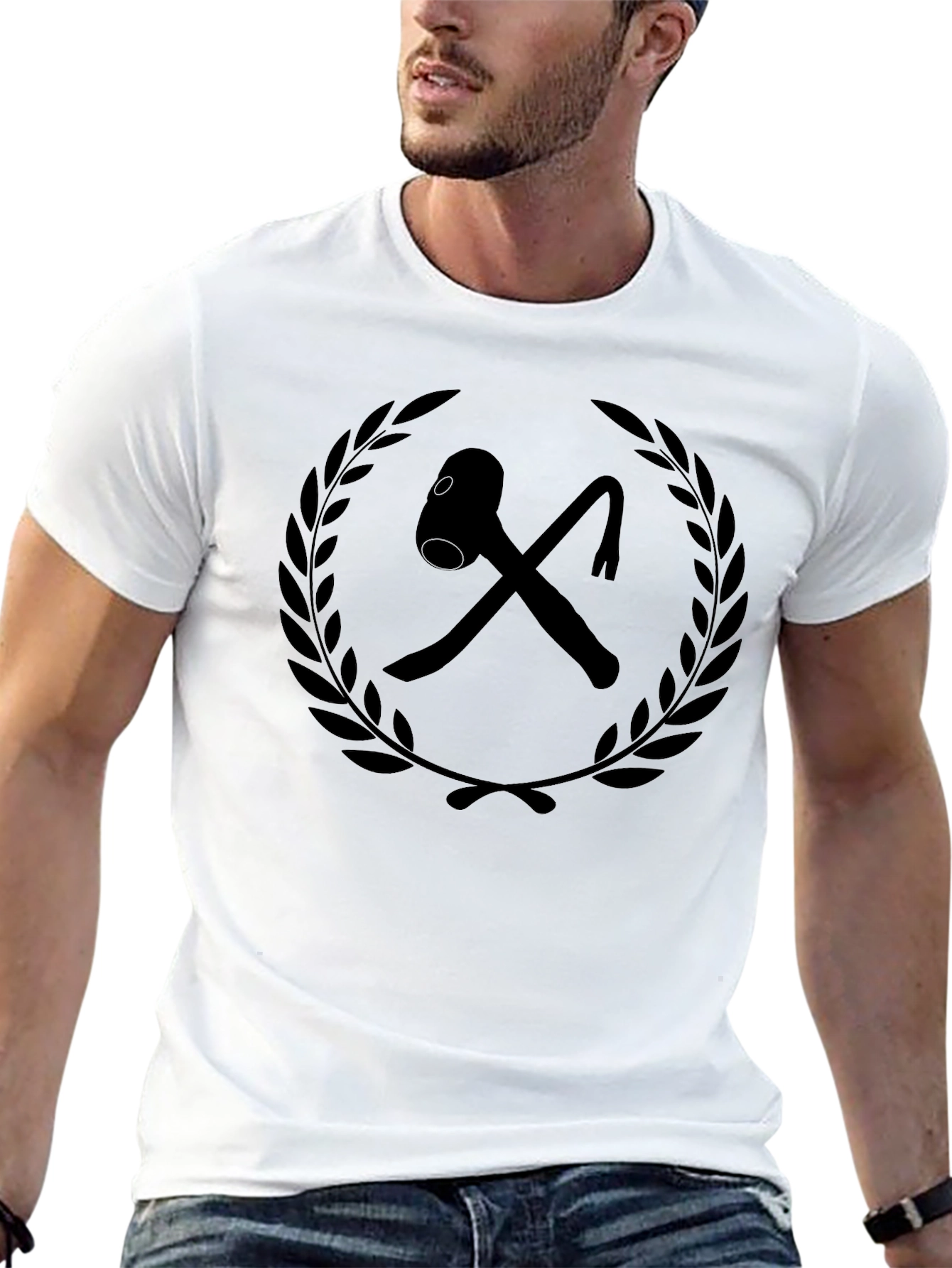 Hammer & Crowbar Wreath Graphic Black T-Shirt