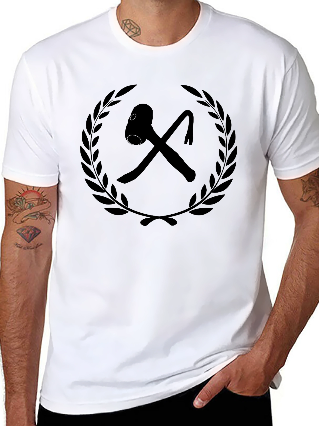 Hammer & Crowbar Wreath Graphic Black T-Shirt
