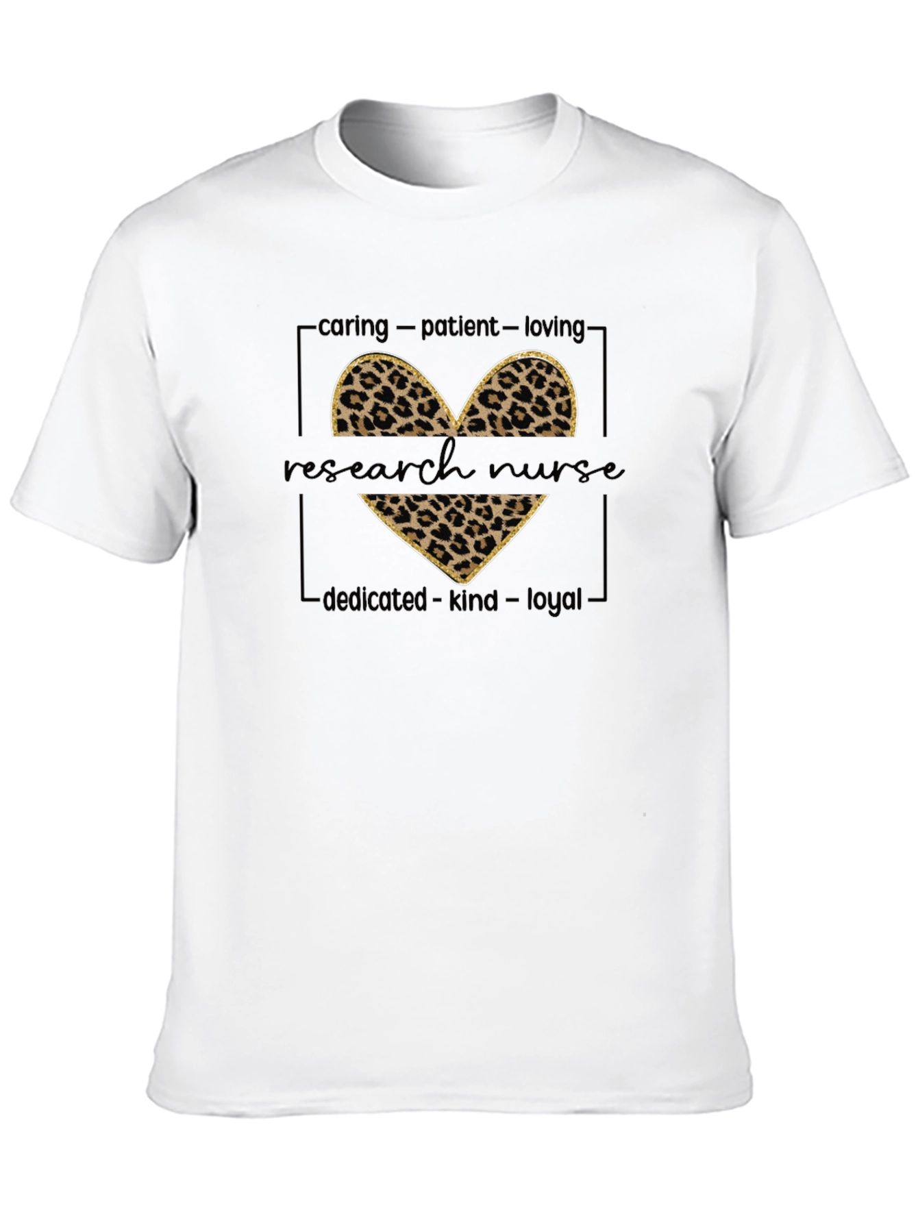 Research Nurse Leopard Heart Graphic T-Shirt