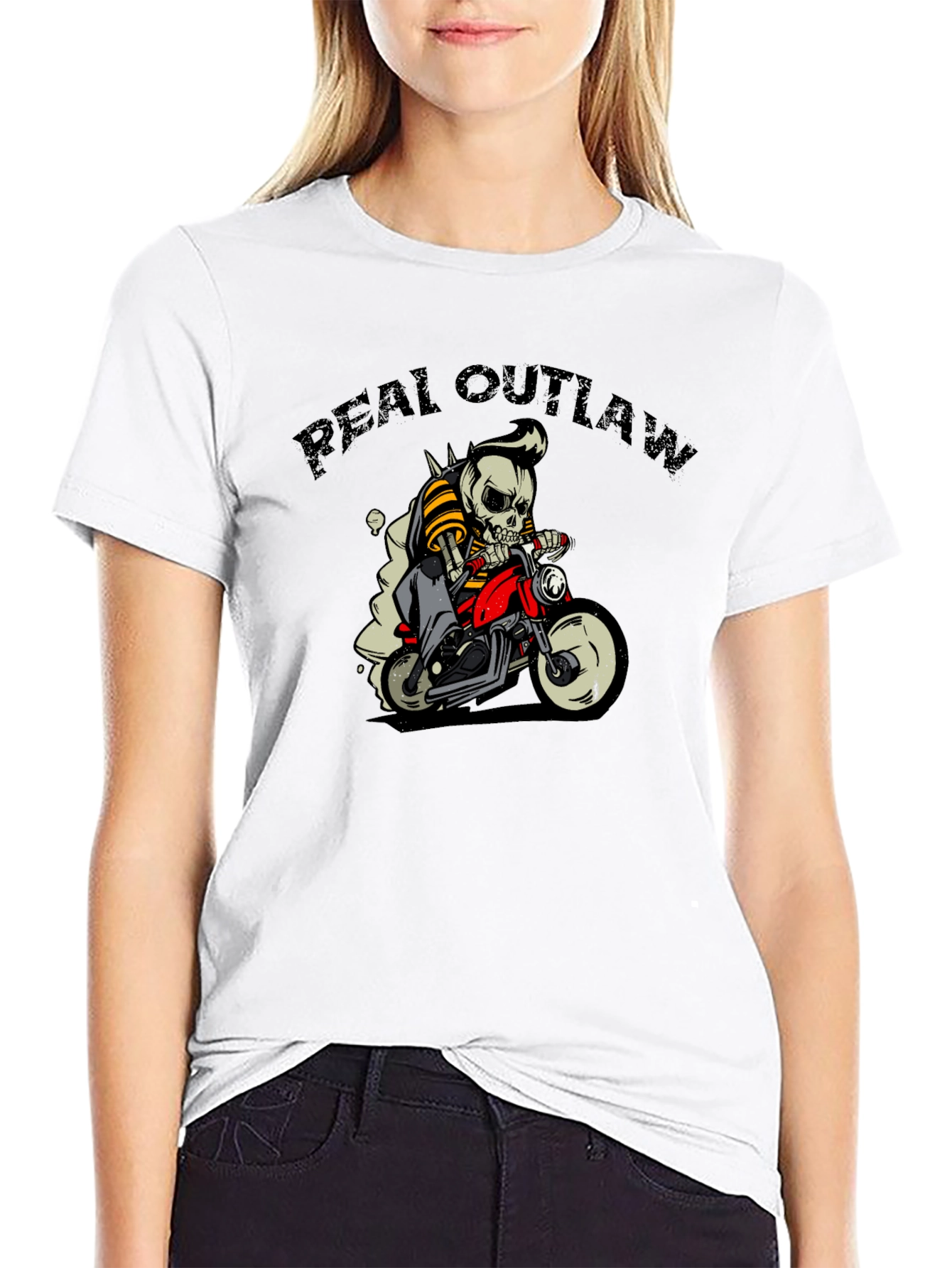 Real Outlaw Biker Skull Graphic Tee
