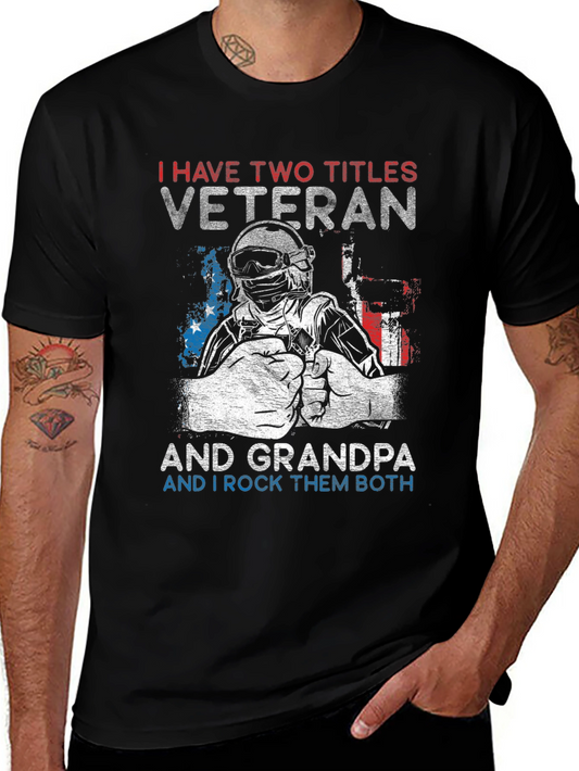 Veteran Grandpa Graphic Tee - Two Titles One Awesome Shirt