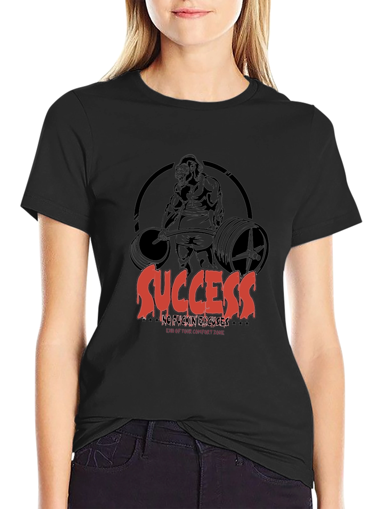 Success No Excuses Black Graphic Tee