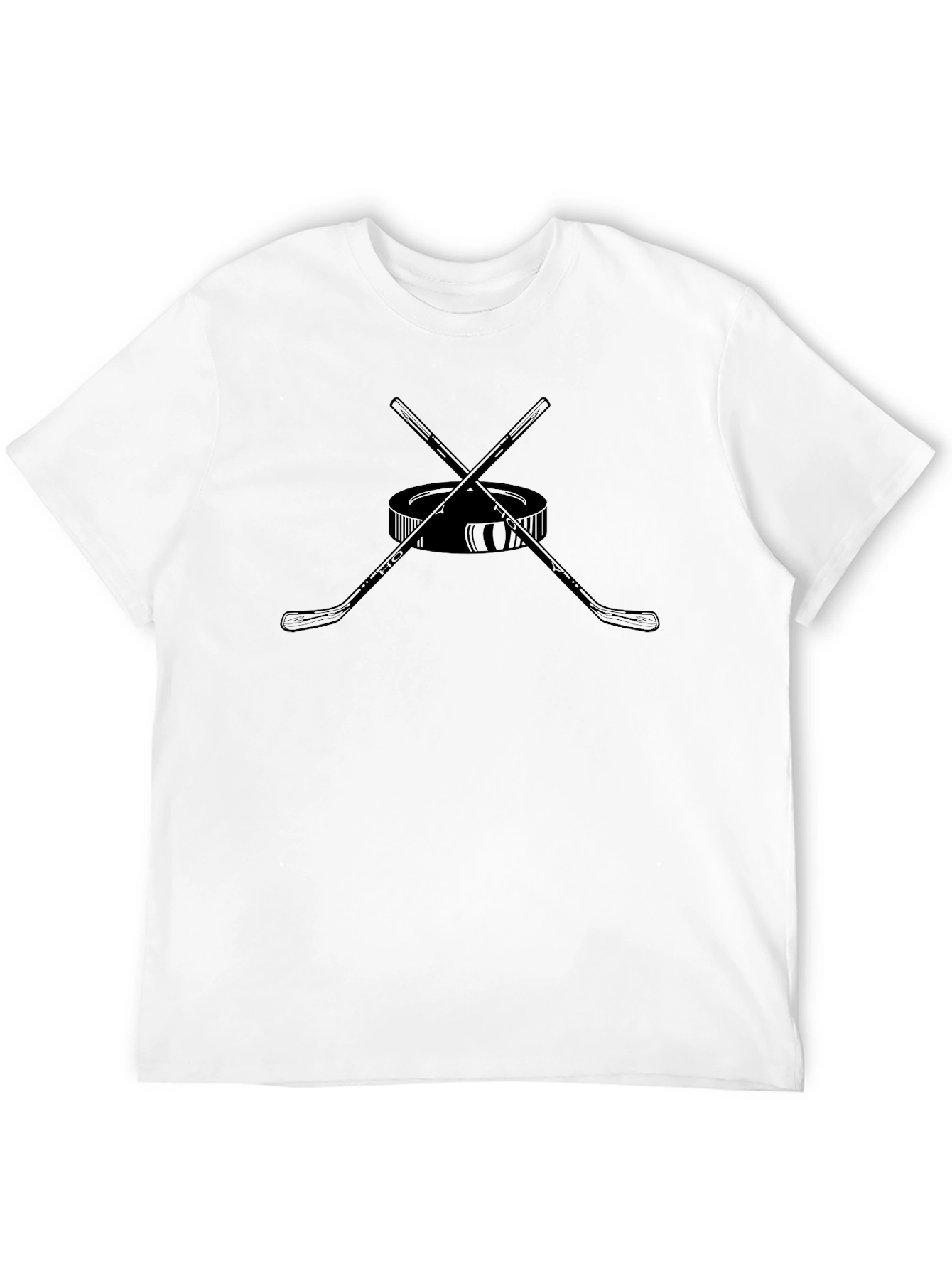 Hockey Puck & Sticks Black T-Shirt