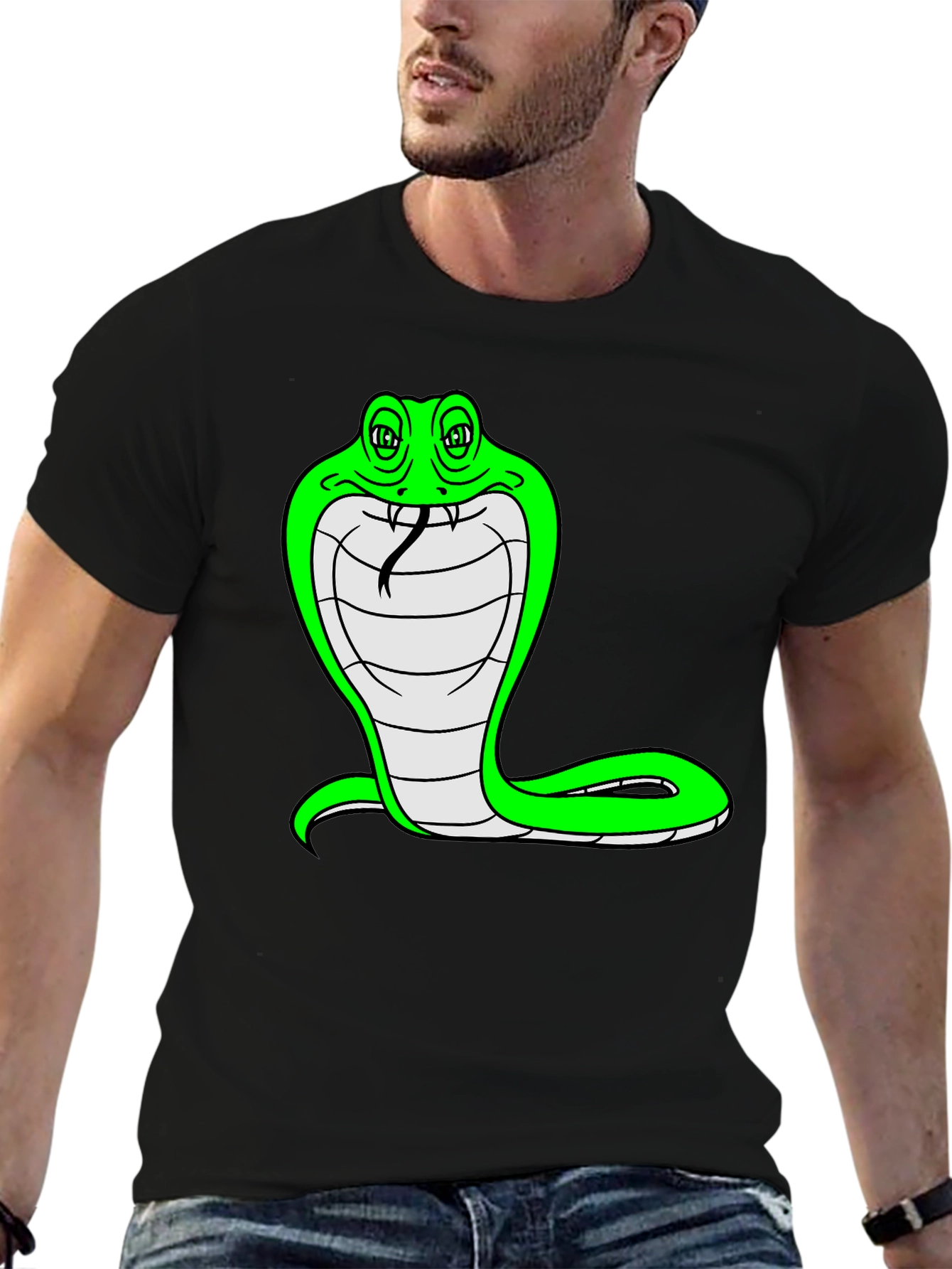 Cobra Snake Graphic Tee - Unique Cartoon Design T-Shirt