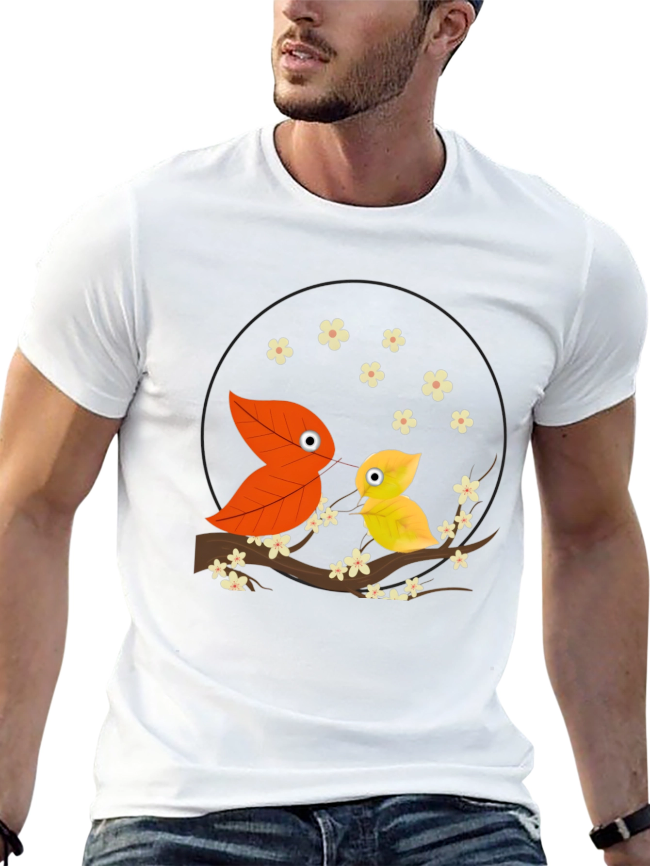 Leaf Bird Graphic Tee - Unique Nature Inspired Design