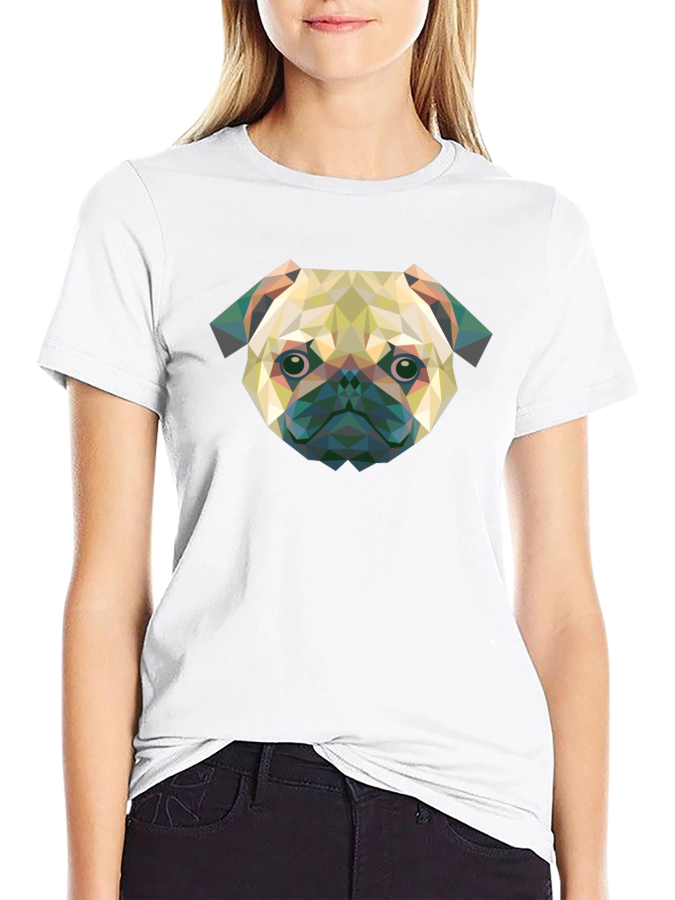 Geometric Pug Graphic Tee - Modern Dog Lover Shirt