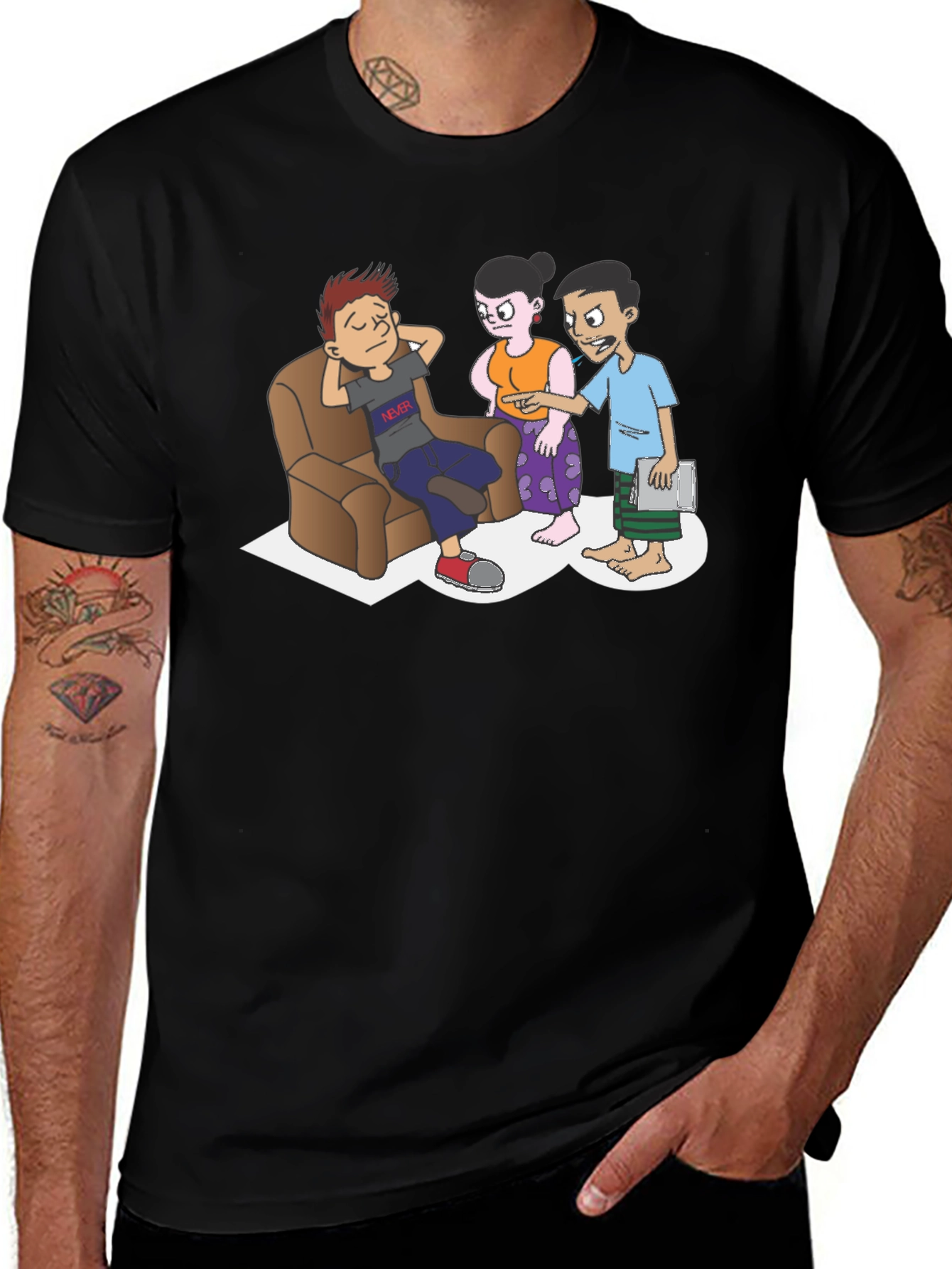 Funny Cartoon T-Shirt - Black Graphic Tee