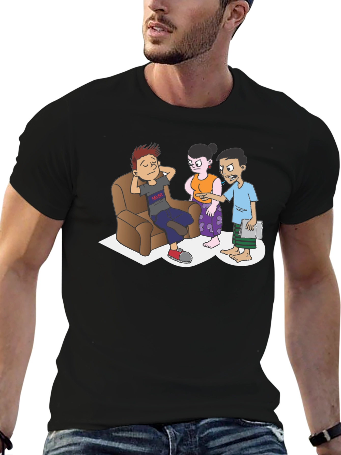 Funny Cartoon T-Shirt - Black Graphic Tee