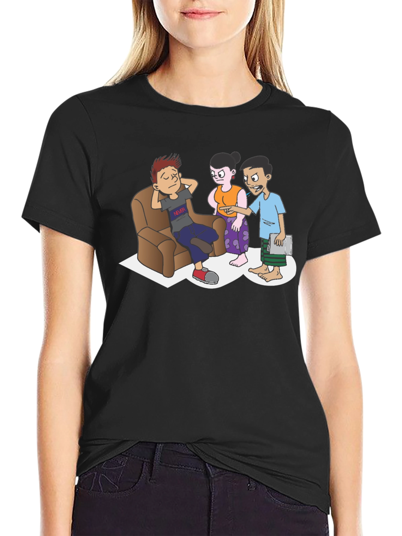 Funny Cartoon T-Shirt - Black Graphic Tee