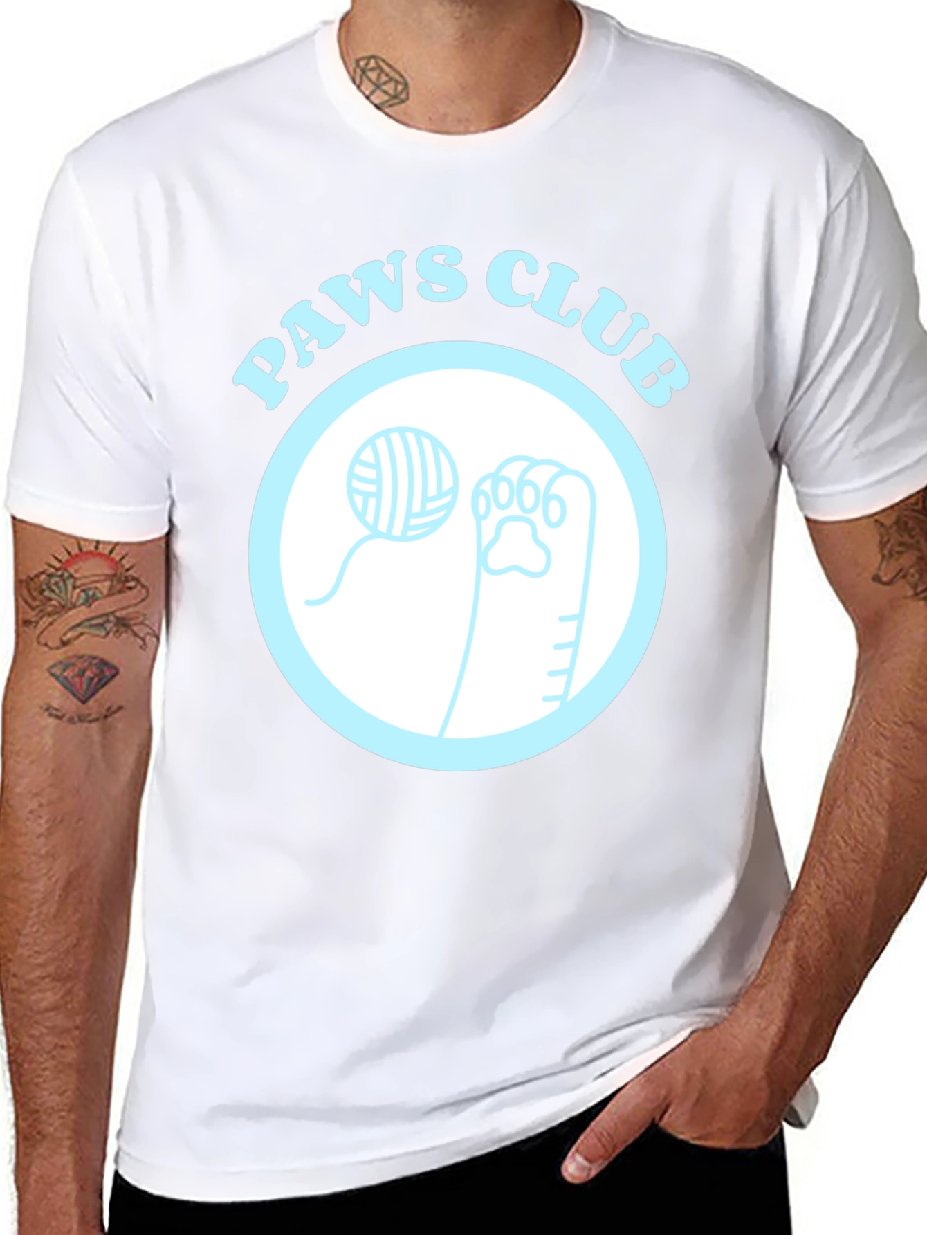 Paws Club Graphic Tee - Black Cotton T-Shirt