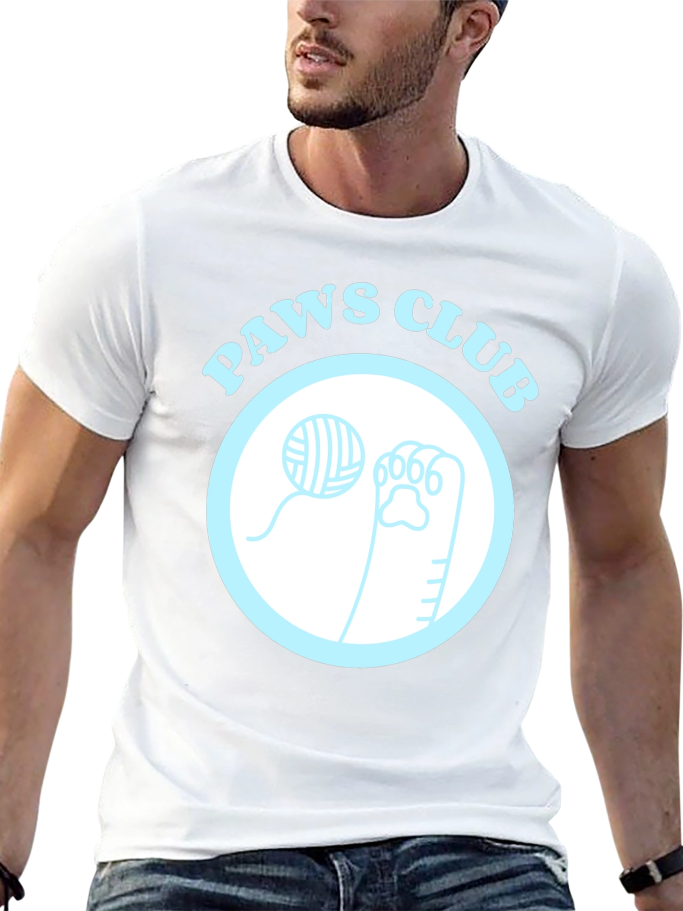 Paws Club Graphic Tee - Black Cotton T-Shirt