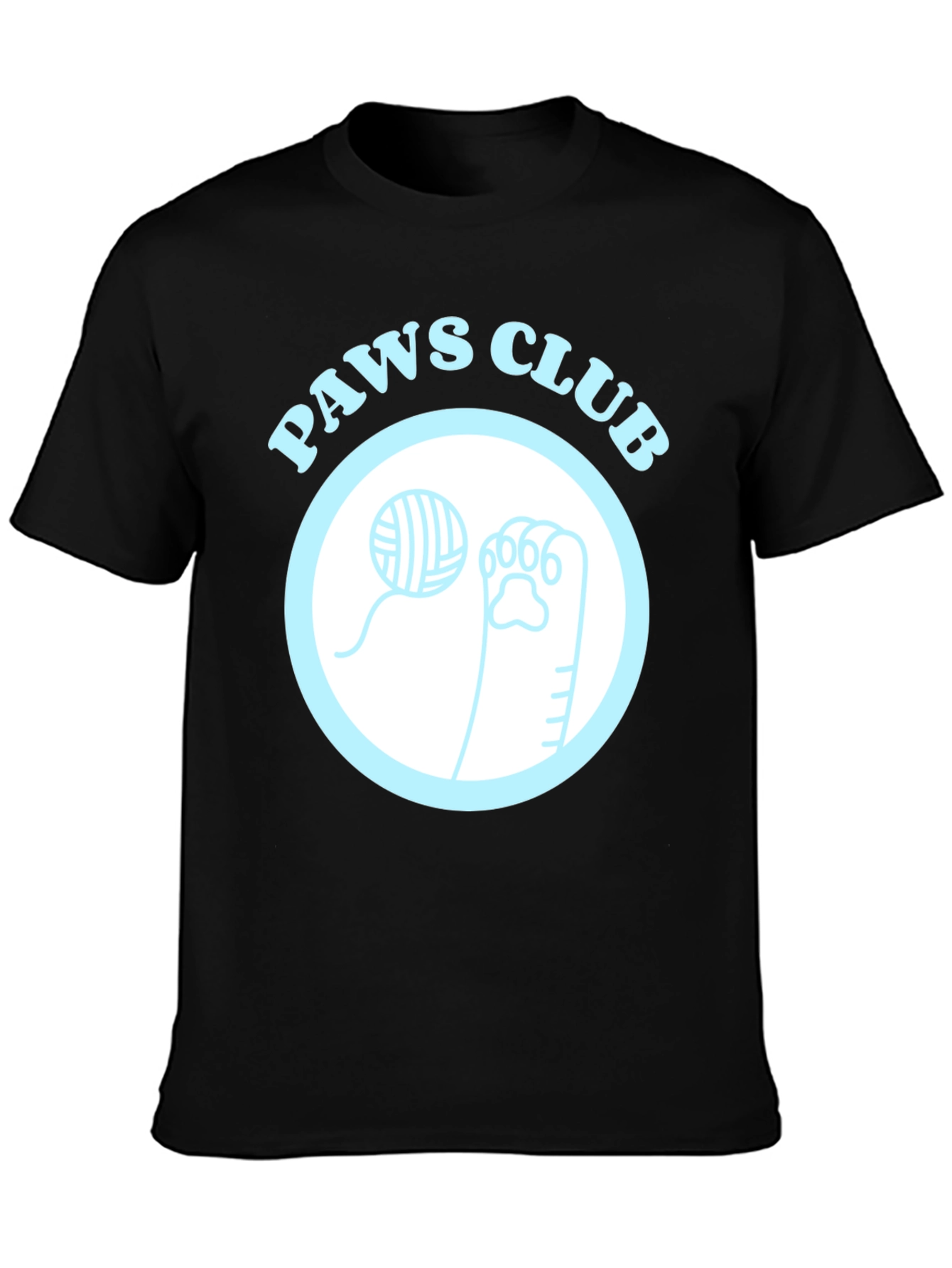 Paws Club Graphic Tee - Black Cotton T-Shirt