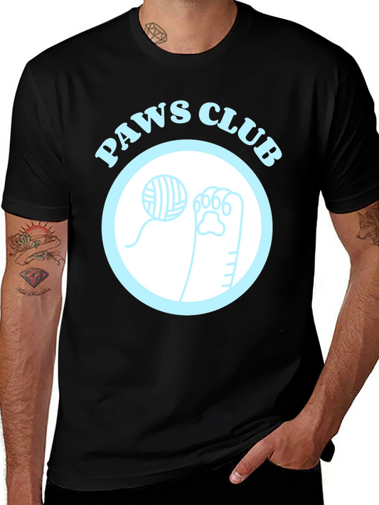 Paws Club Graphic Tee - Black Cotton T-Shirt