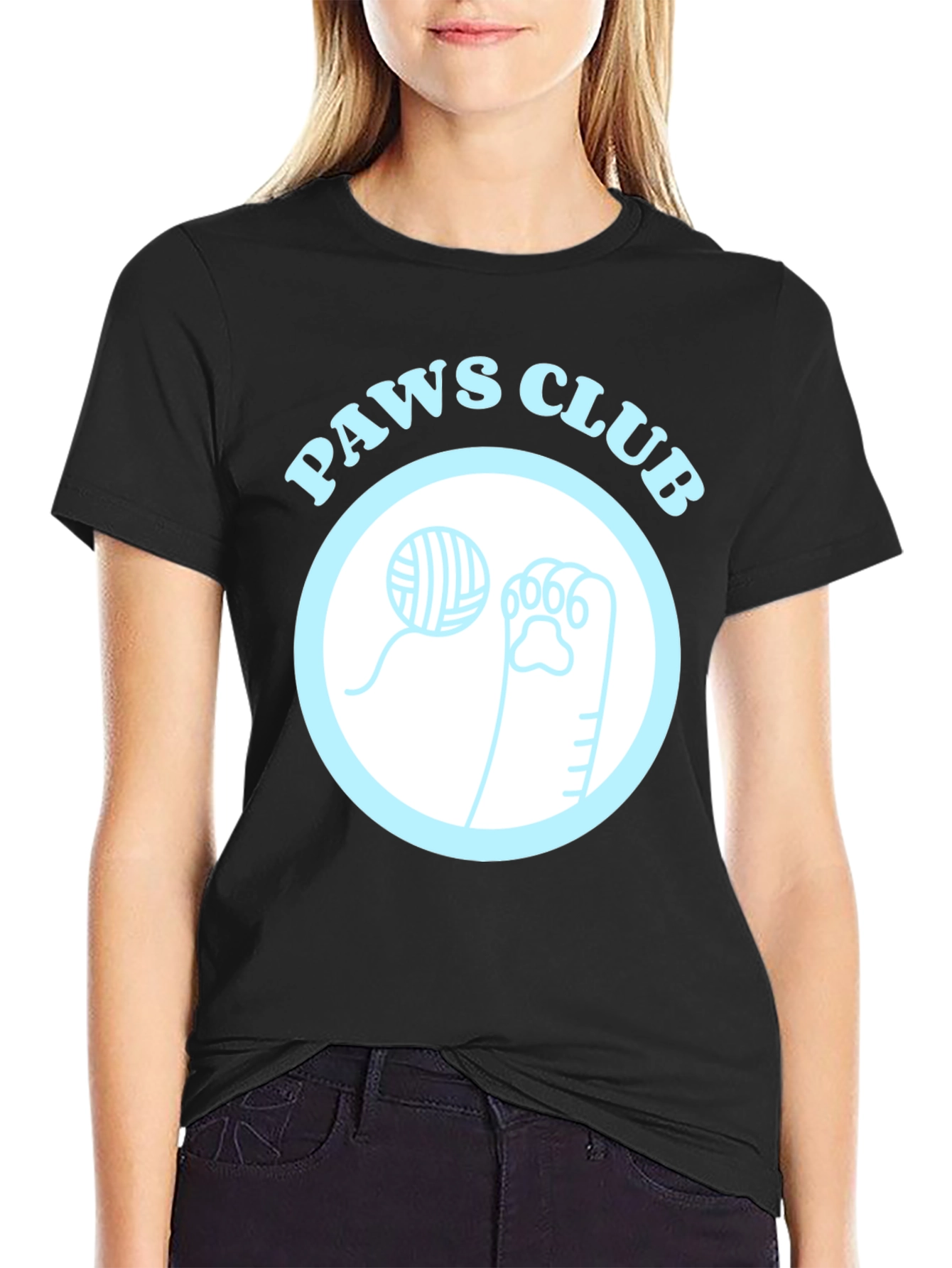 Paws Club Graphic Tee - Black Cotton T-Shirt