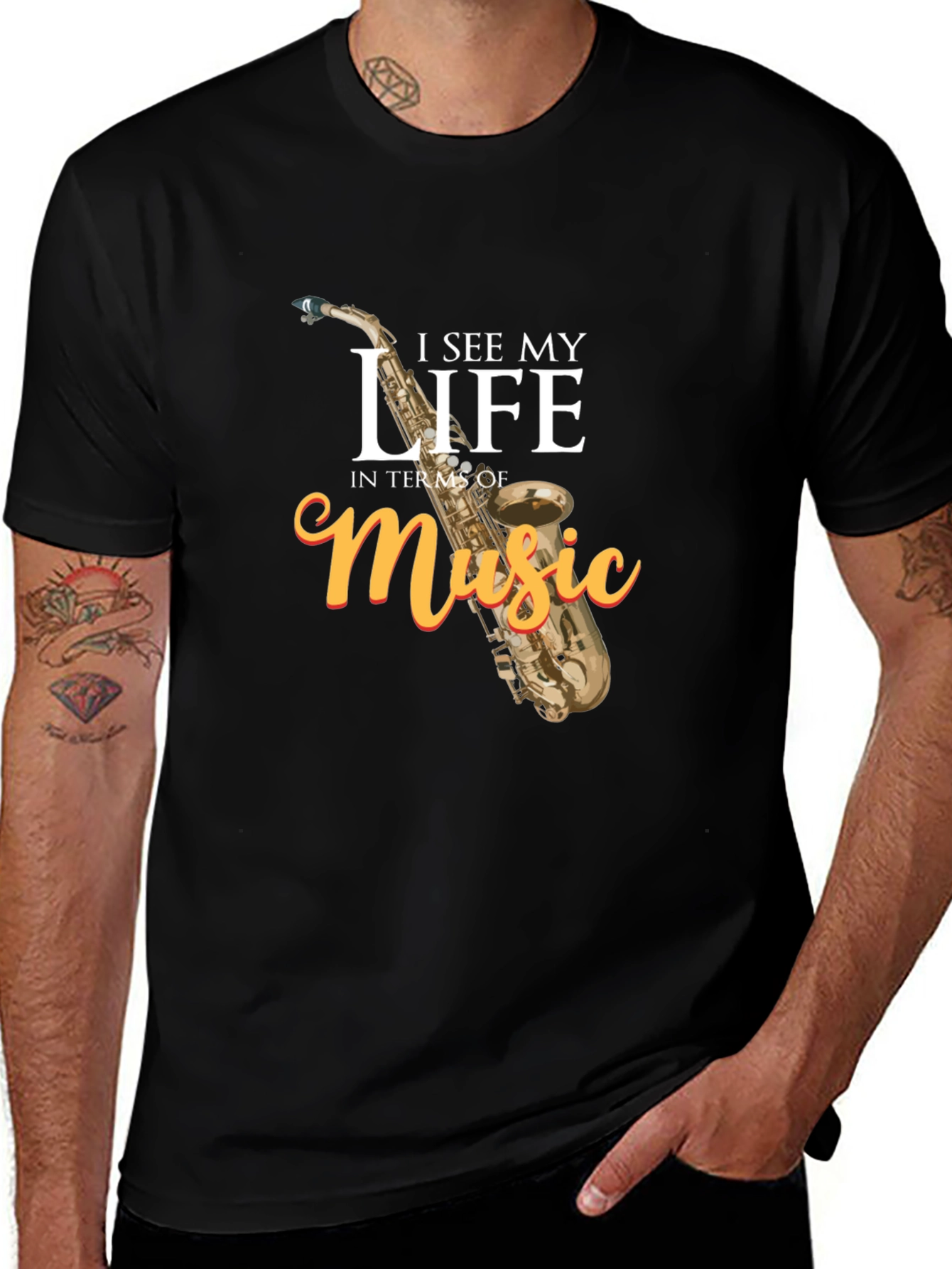 Music Lovers Black Graphic T-Shirt