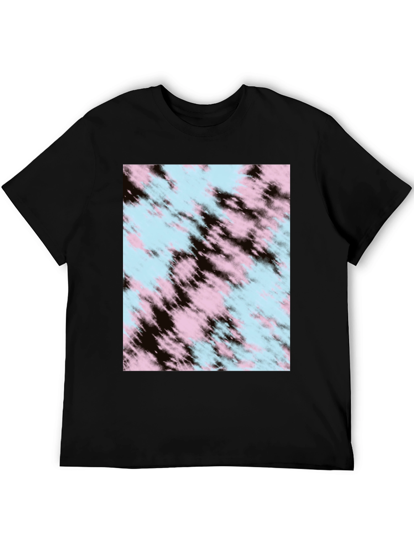 Tie-Dye Pattern Black Crew Neck T-Shirt