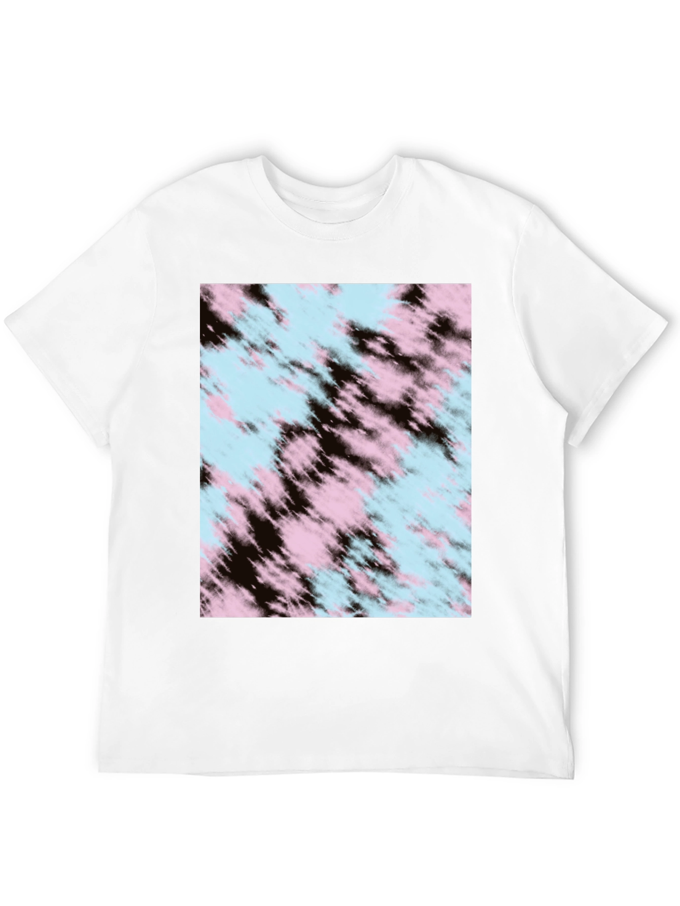 Tie-Dye Pattern Black Crew Neck T-Shirt