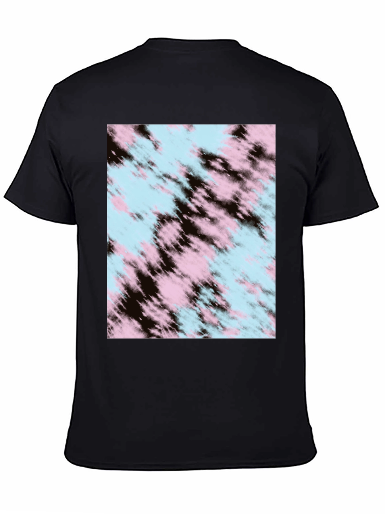 Tie-Dye Pattern Black Crew Neck T-Shirt