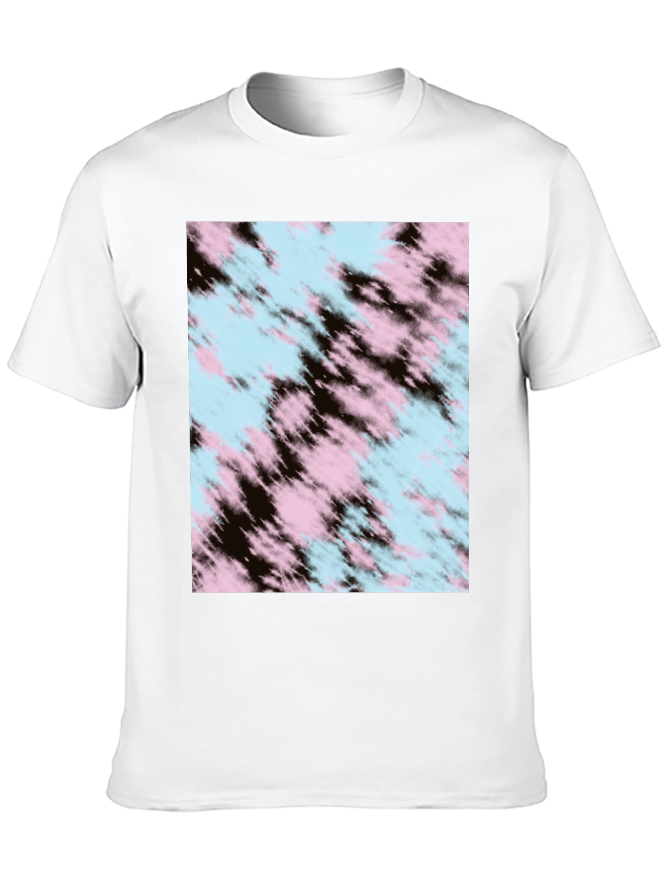Tie-Dye Pattern Black Crew Neck T-Shirt