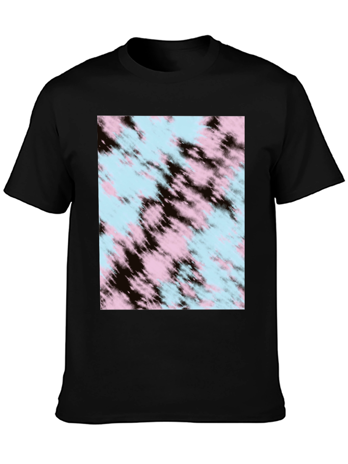Tie-Dye Pattern Black Crew Neck T-Shirt