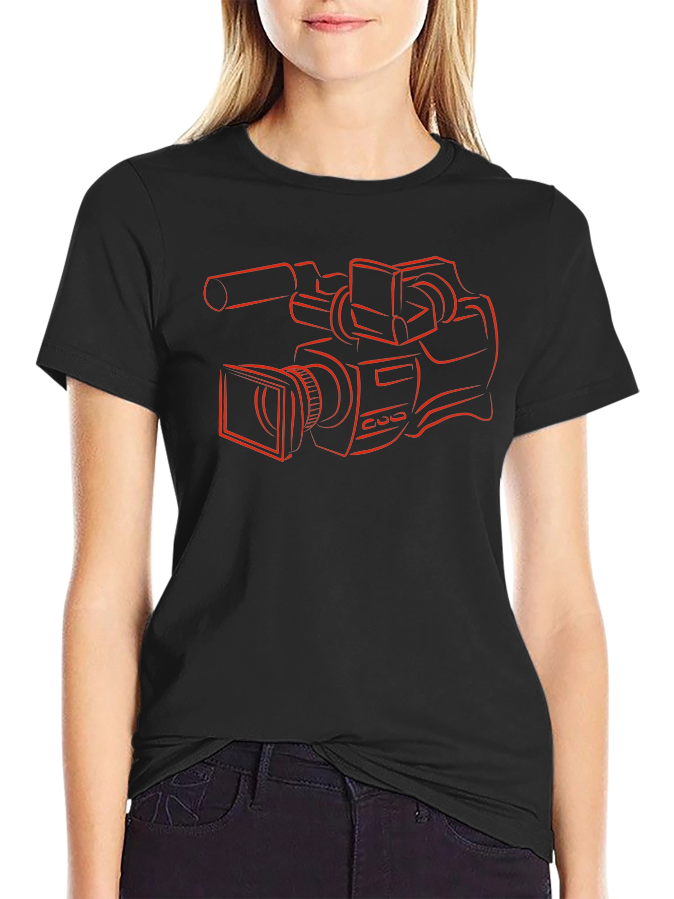 Camera Graphic Tee - Black Cotton T-Shirt