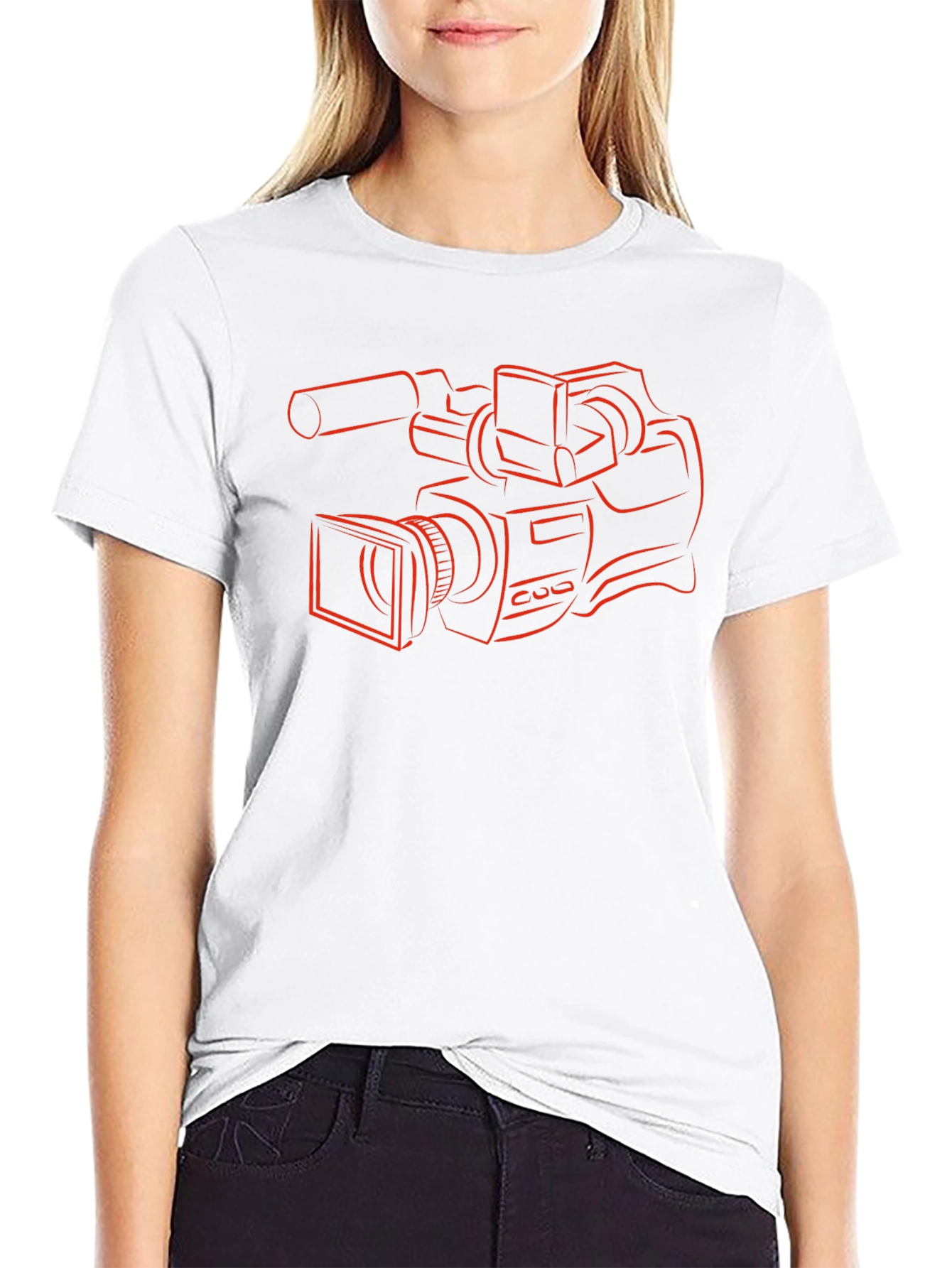 Camera Graphic Tee - Black Cotton T-Shirt