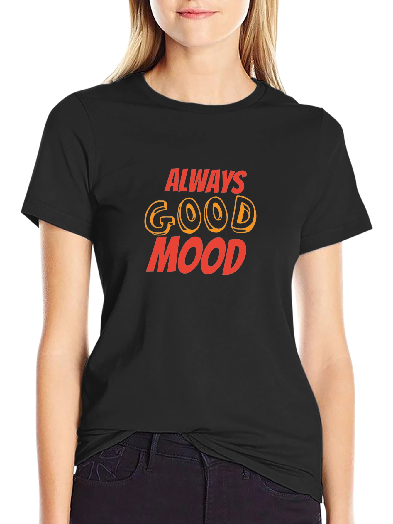 Always Good Mood Graphic Tee - Black Casual T-Shirt