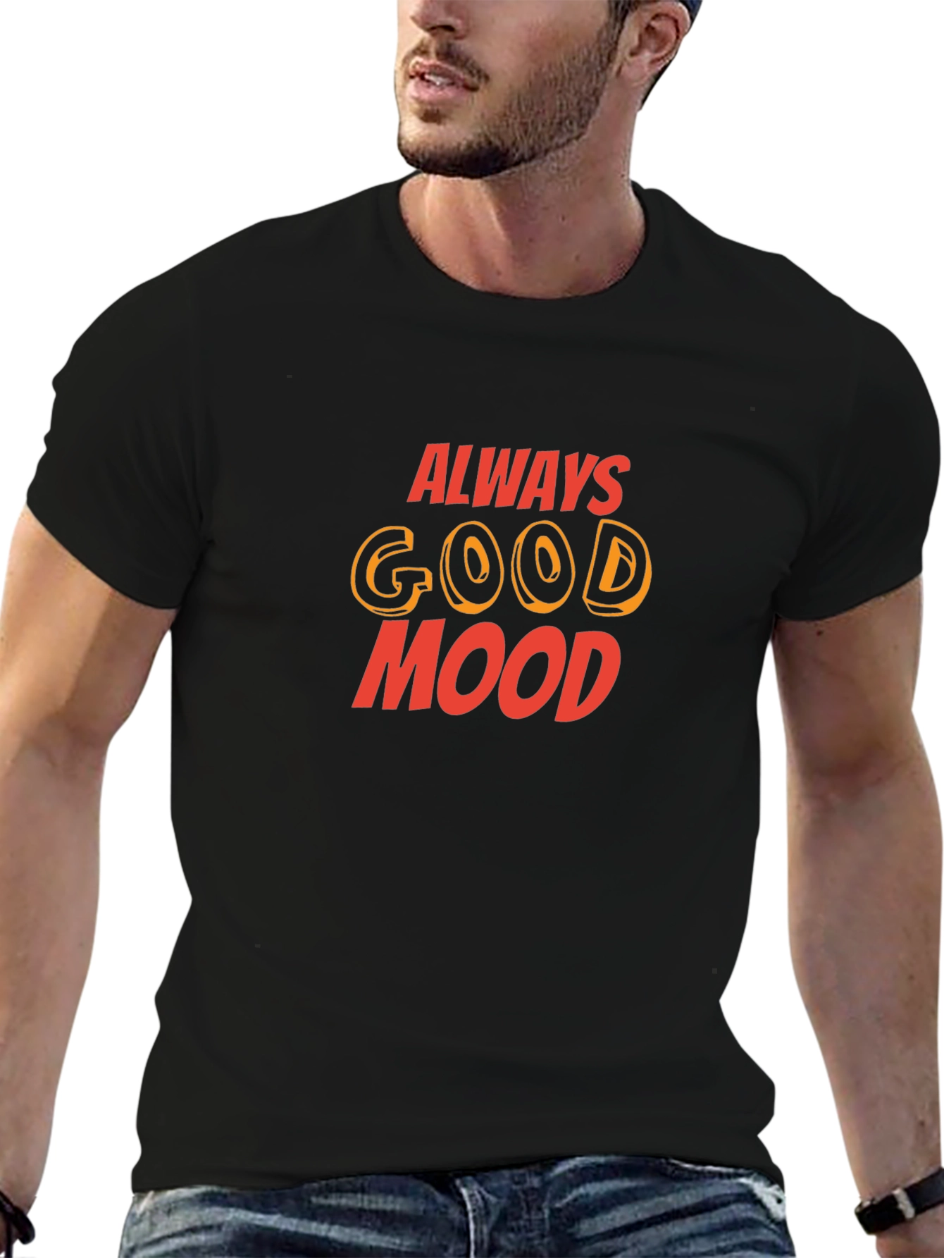 Always Good Mood Graphic Tee - Black Casual T-Shirt