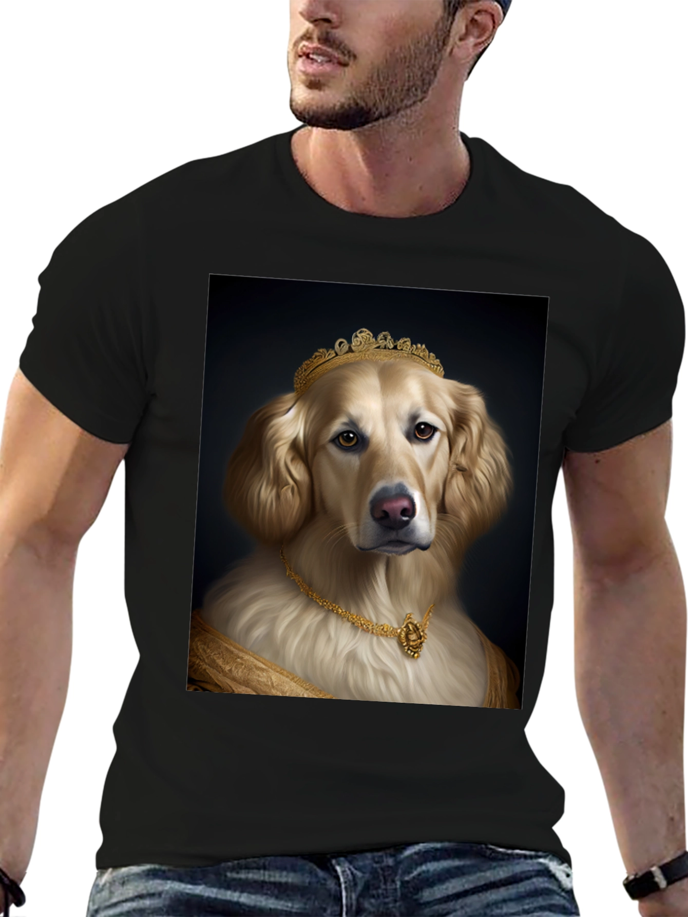 Golden Retriever Queen Black T-Shirt