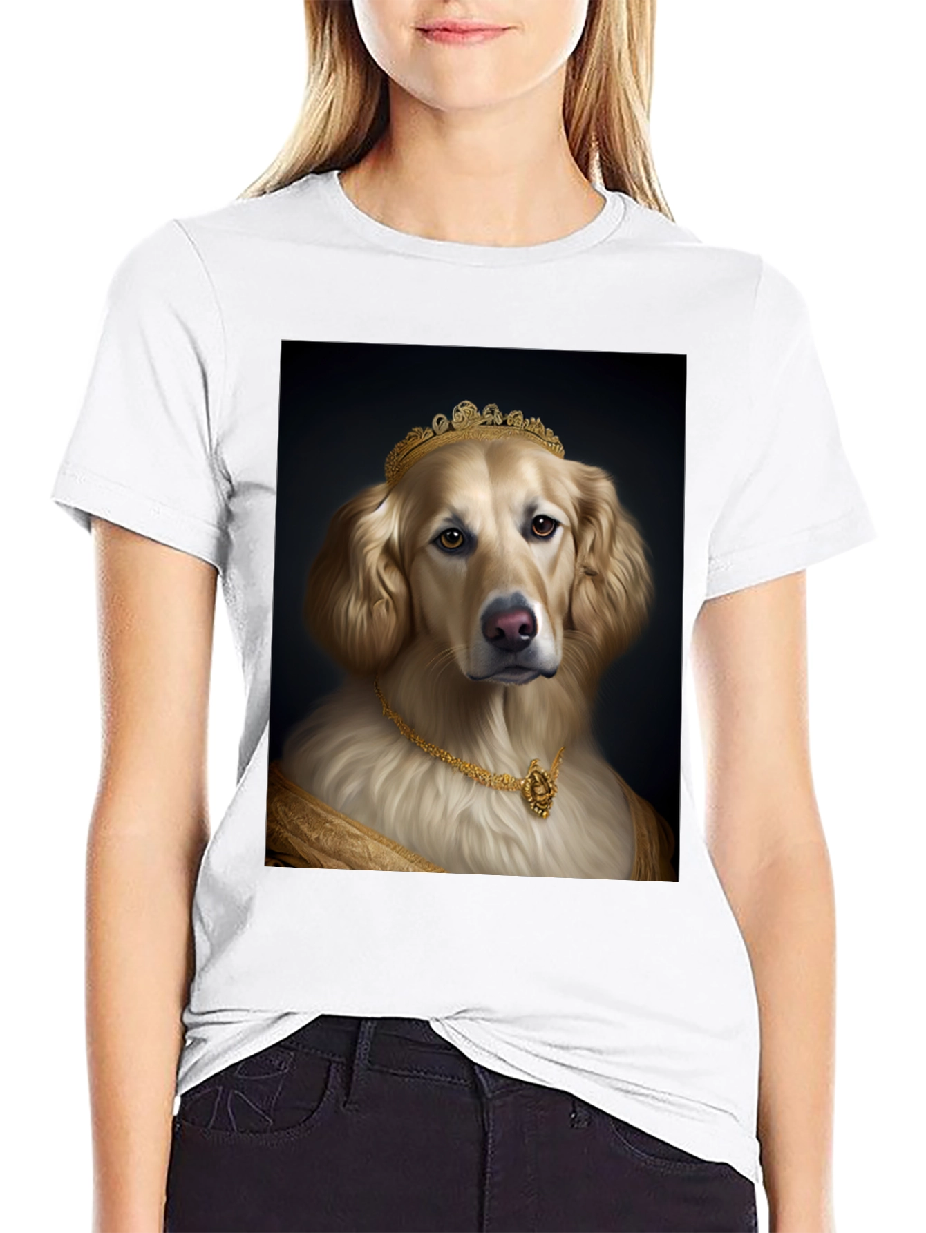 Golden Retriever Queen Black T-Shirt