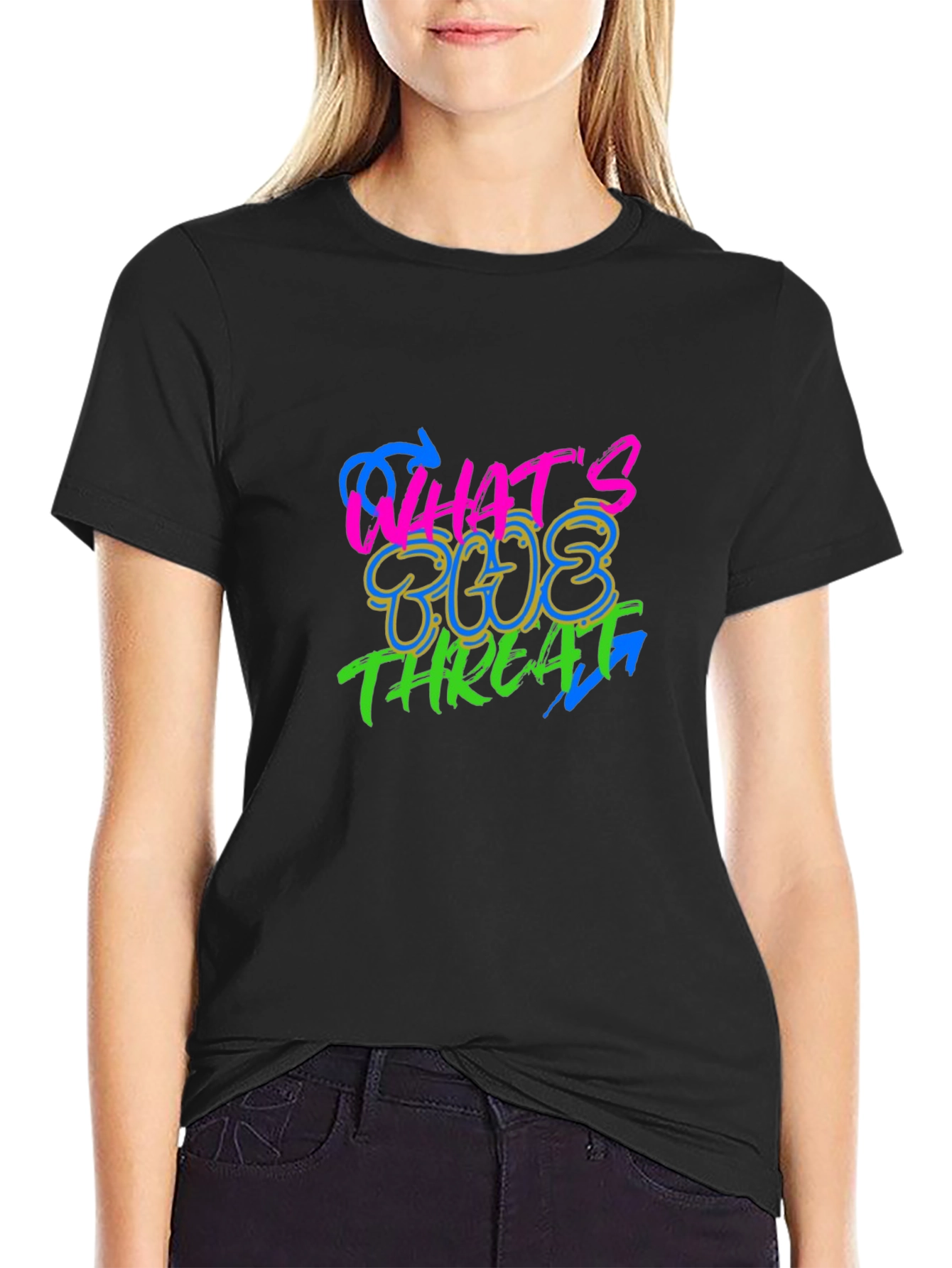 Whats The Threat Graphic Black T-Shirt